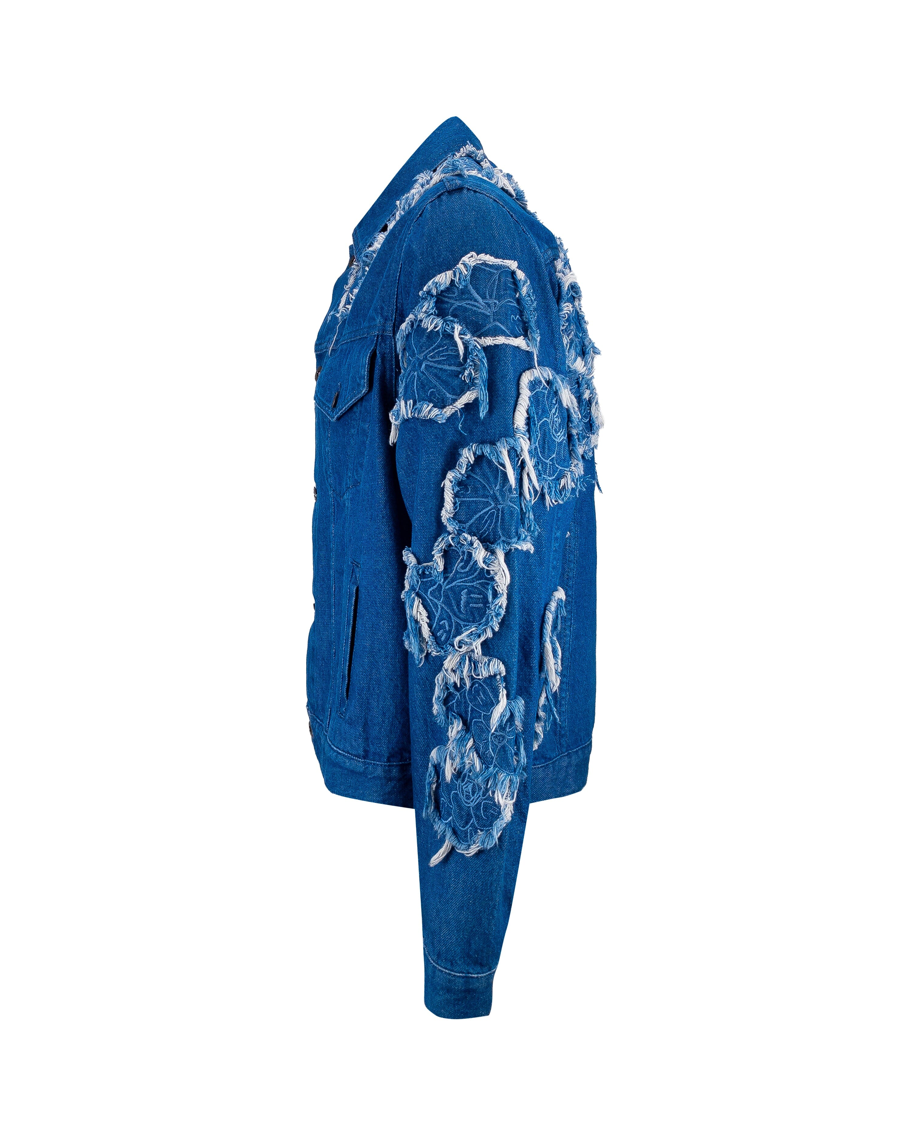 Jacket Regular Denim flower embroidered Blue