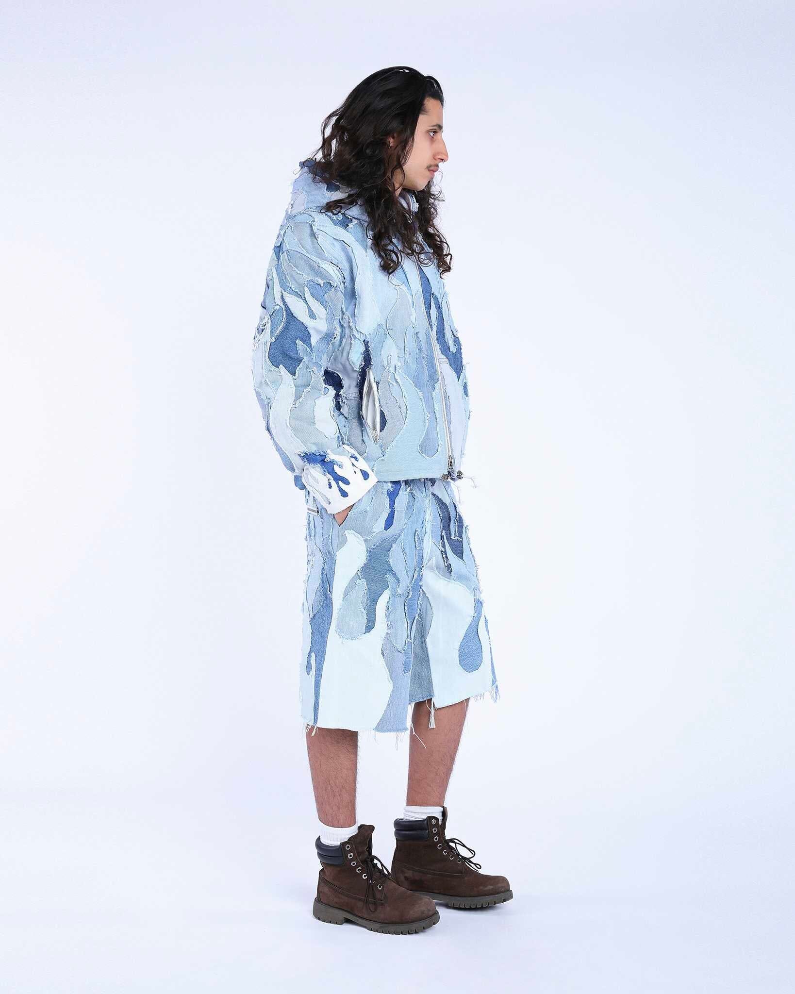 Bermuda Patchwork Flames Blue