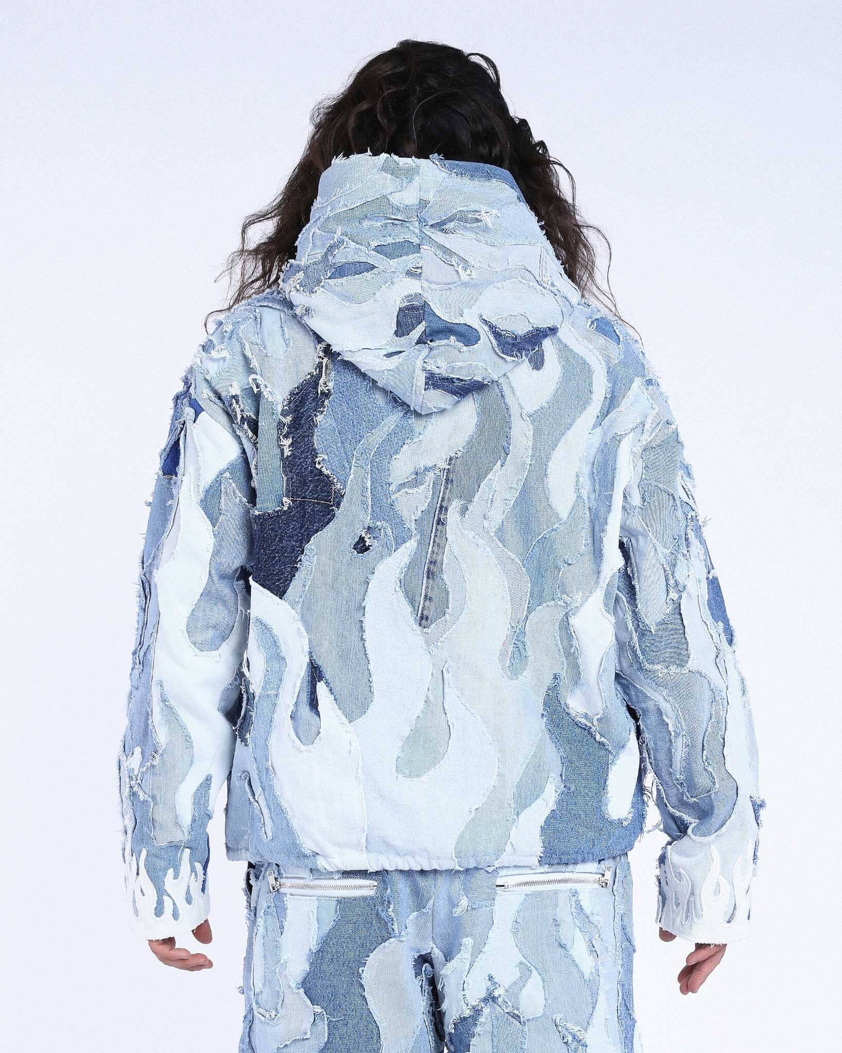 Bomber Flames Patchwork Blue