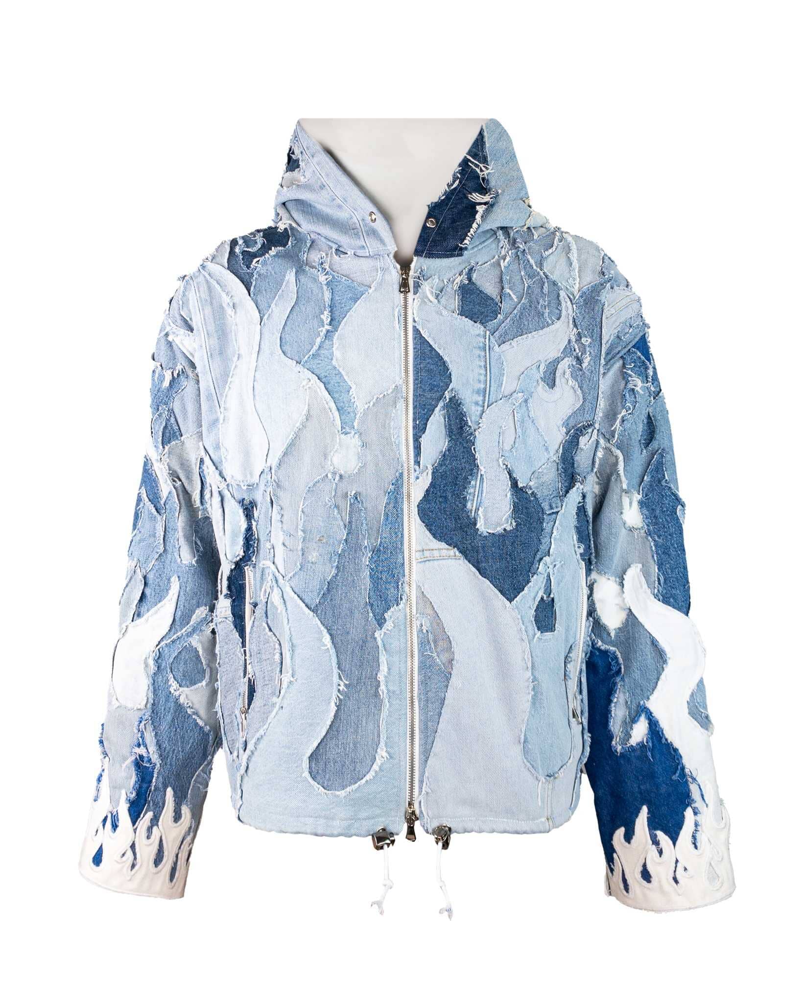 Bomber Flames Patchwork Blue