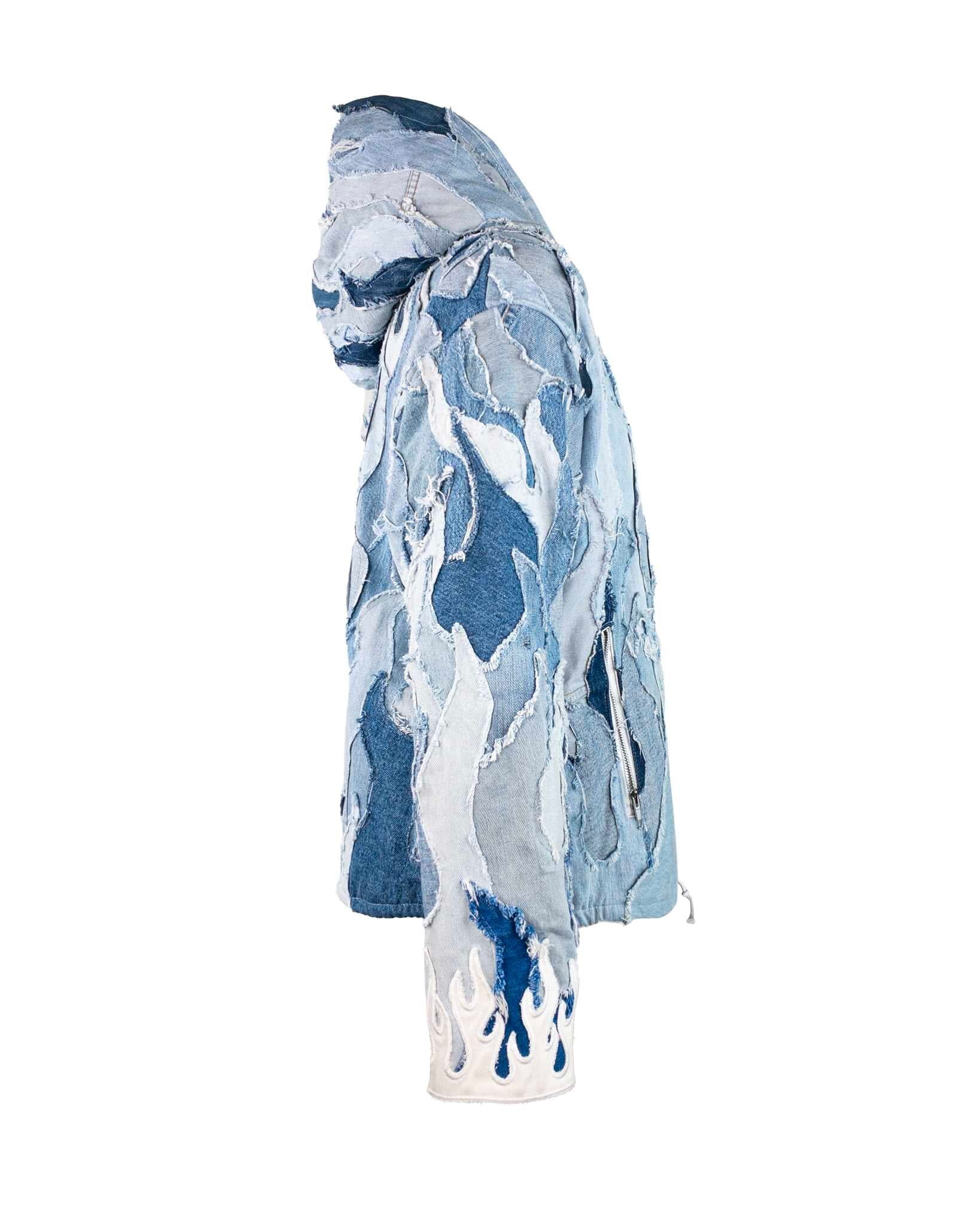 Bomber Flames Patchwork Blue