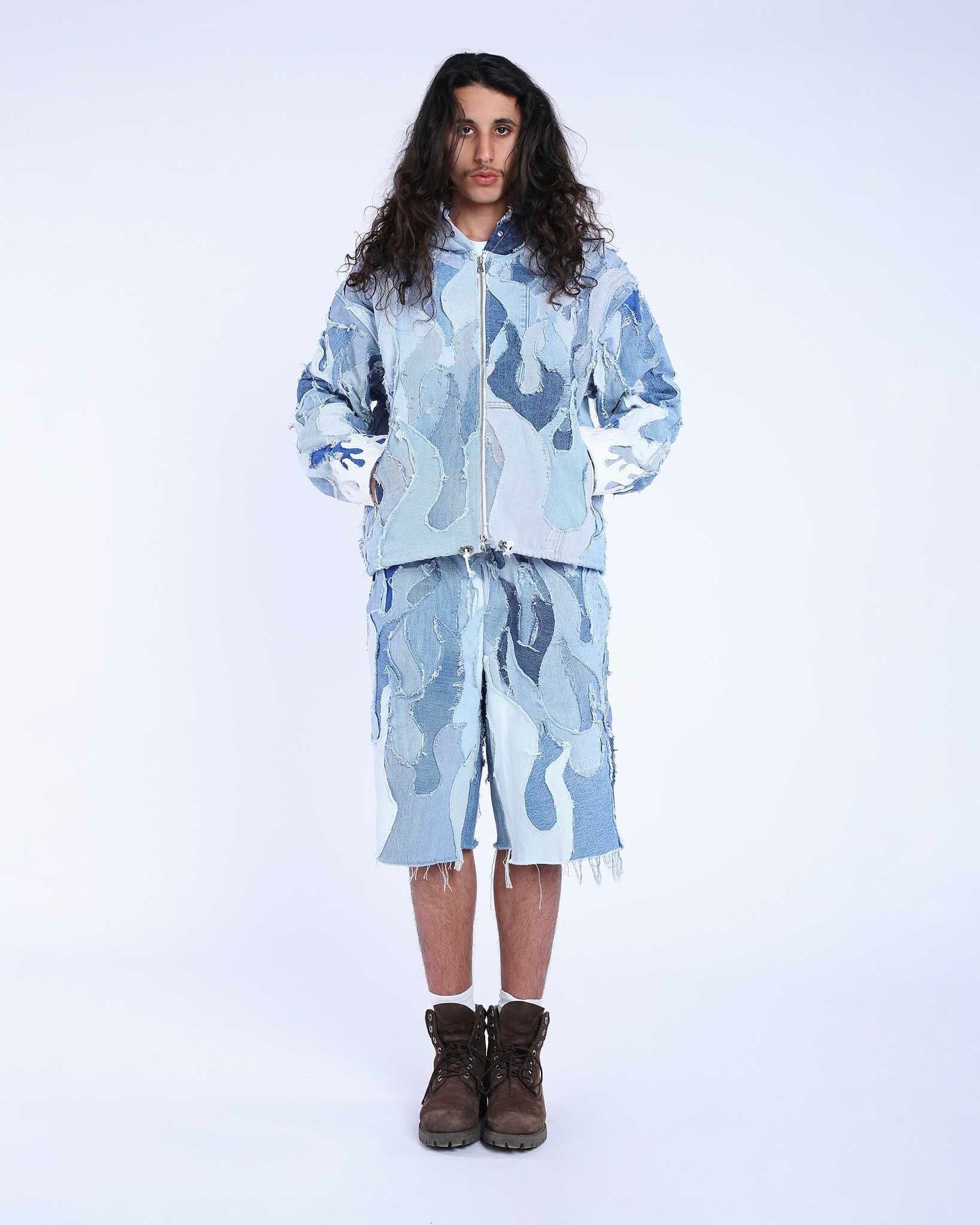 Bomber Flames Patchwork Blue