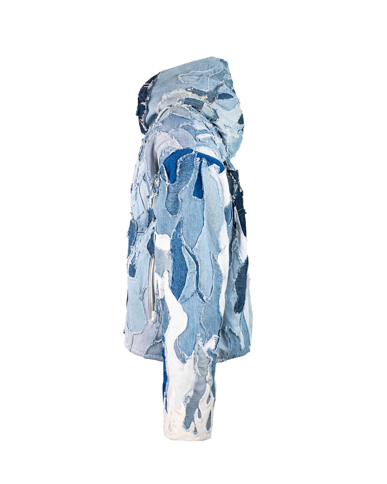Bomber Flames Patchwork Blue