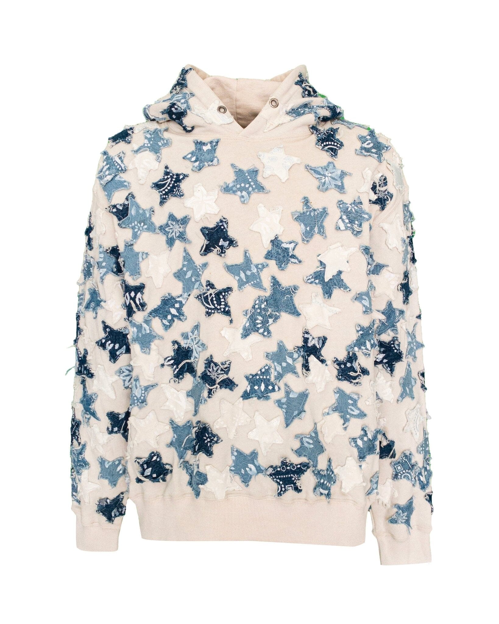 Hoodie Over Patchwork Denim STARS CREAM