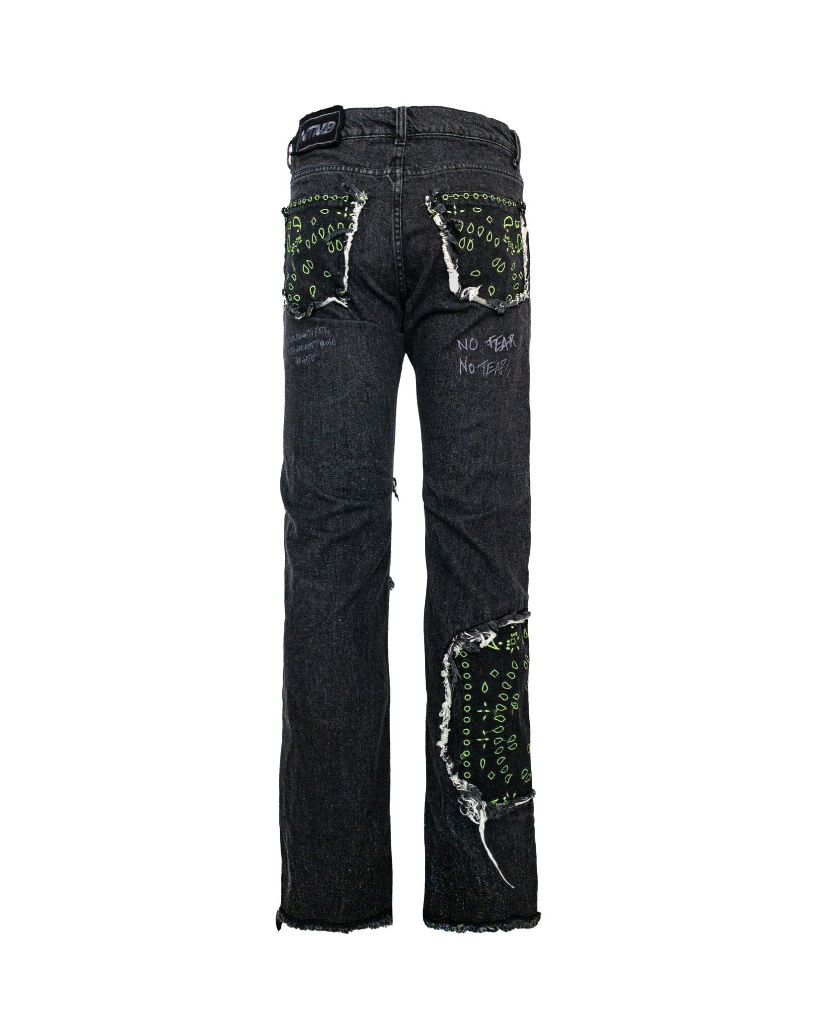 Jeans Straight Baggy embroidered bandana black