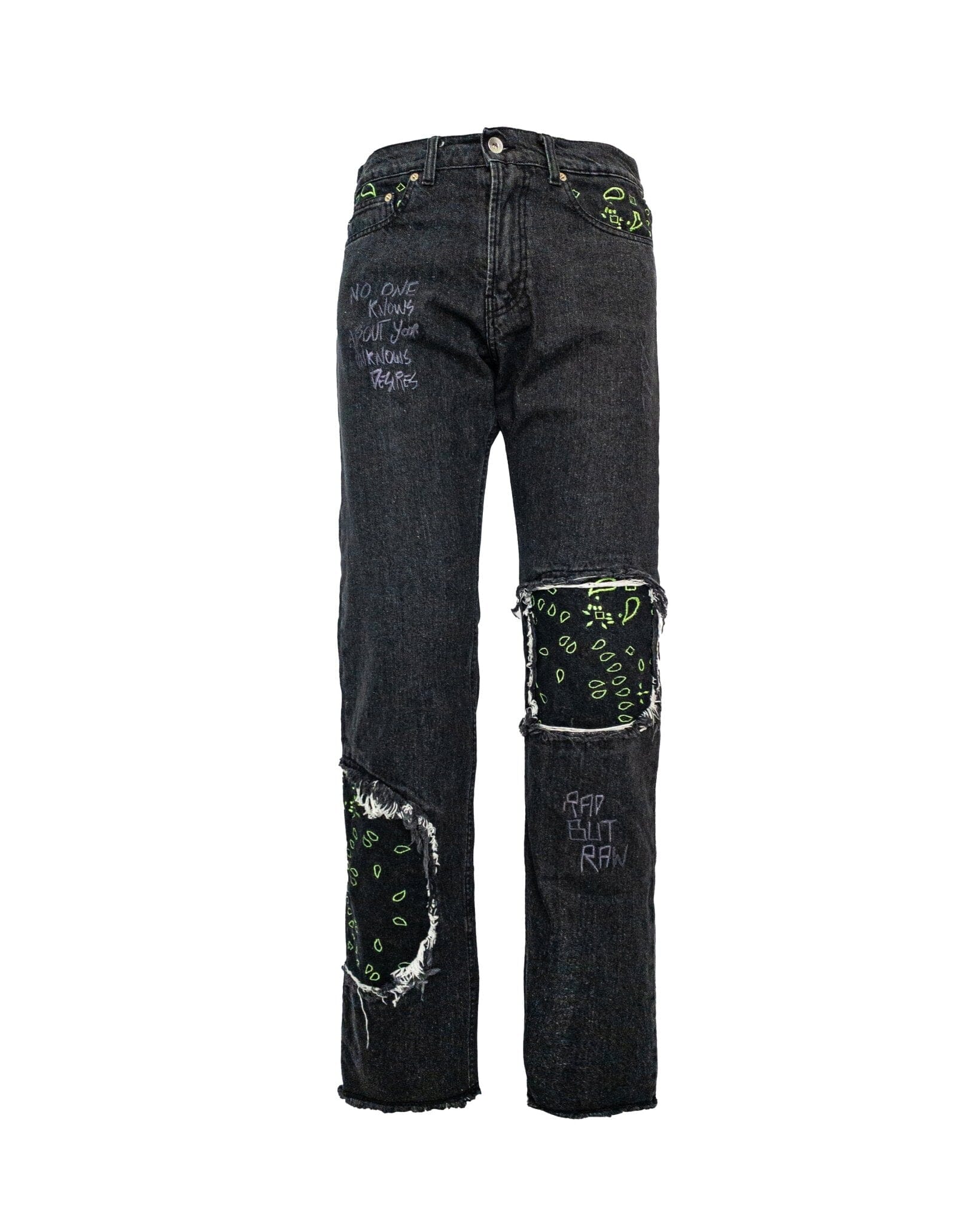 Jeans Straight Baggy embroidered bandana black freeshipping NTMB Nevertoomuchbasic