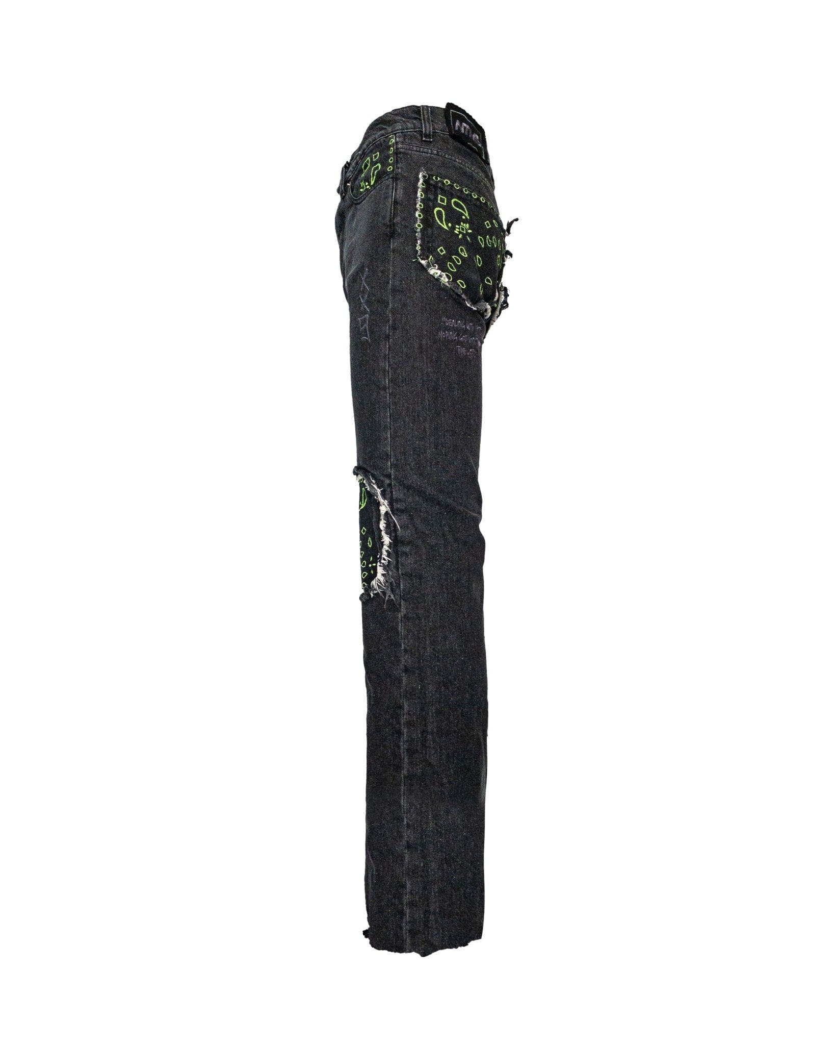 Jeans Straight Baggy embroidered bandana black