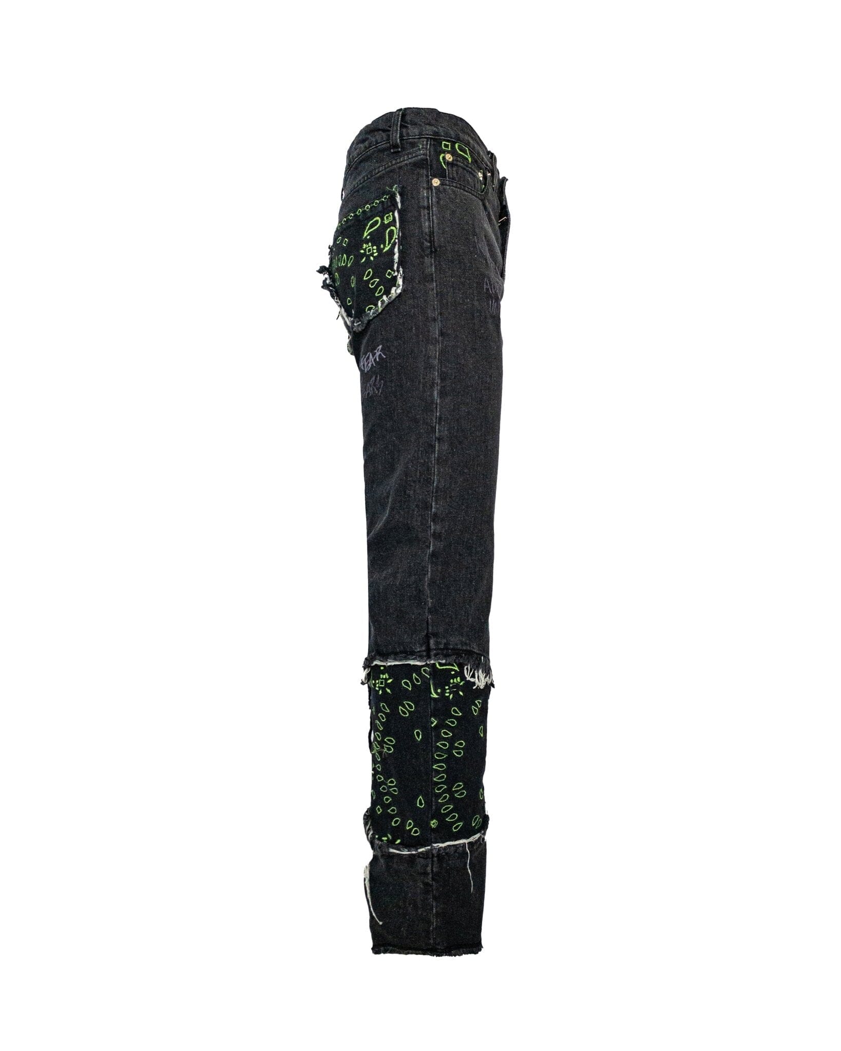 Jeans Straight Baggy embroidered bandana black