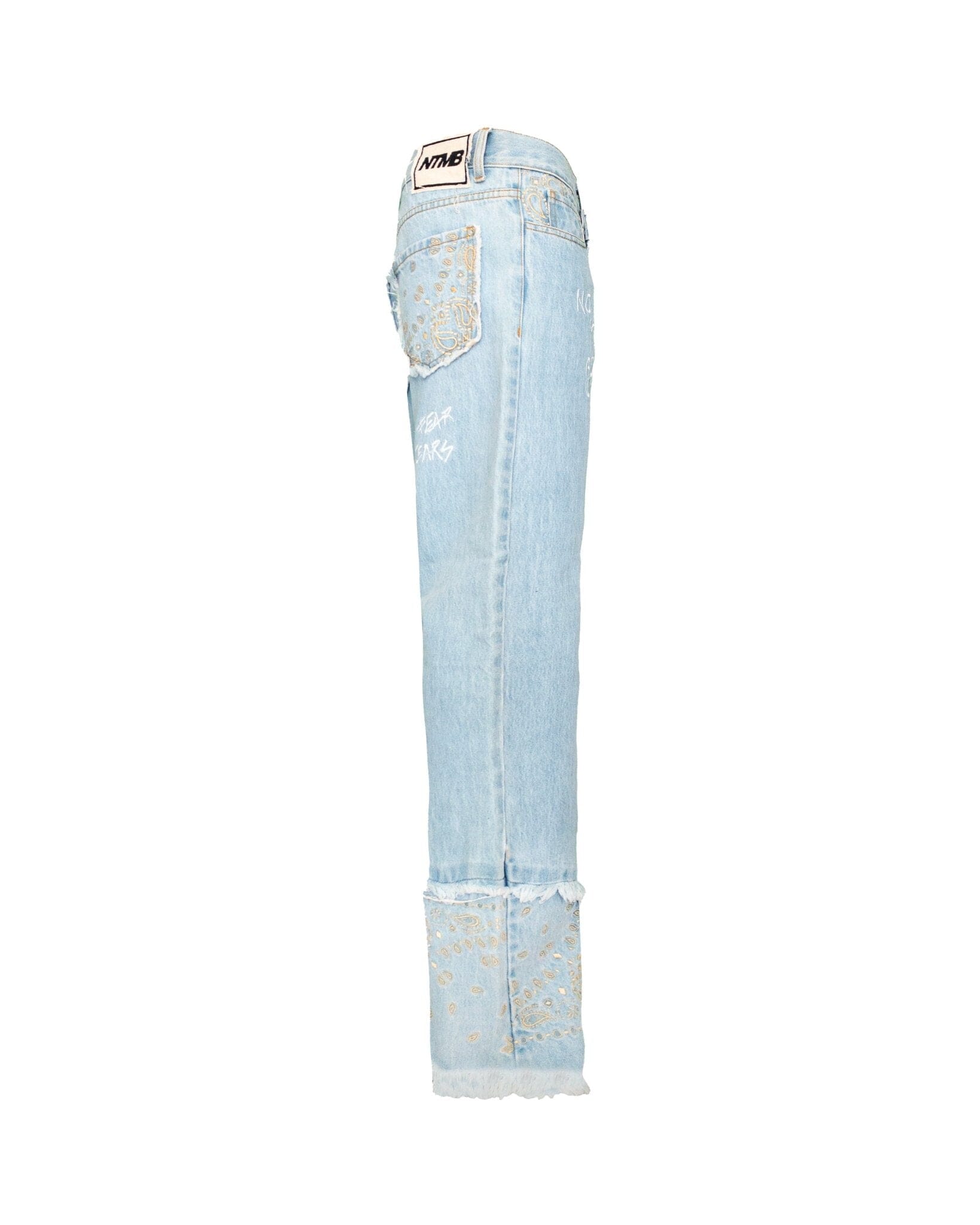 Jeans Straight Baggy embroidered bandana blue