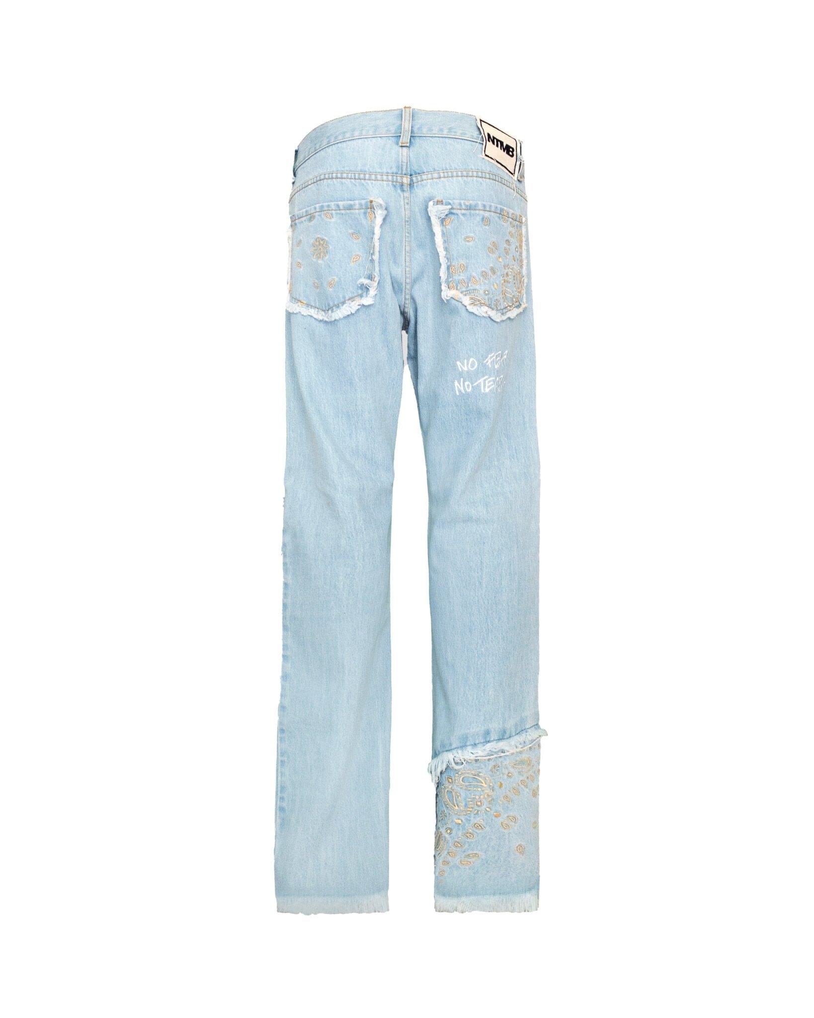 Jeans Straight Baggy embroidered bandana blue