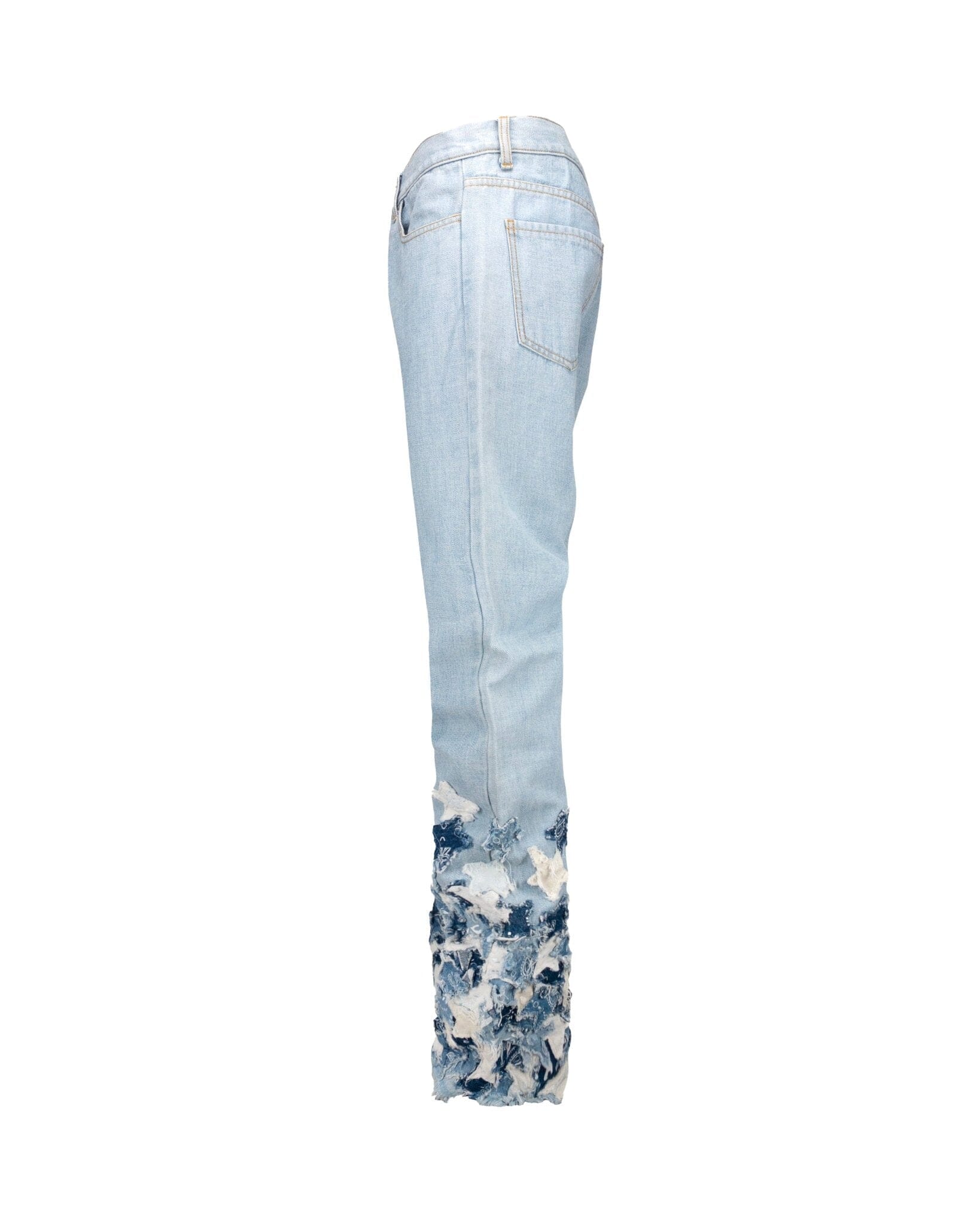 Jeans Straight Baggy Patchwork Stars Blue