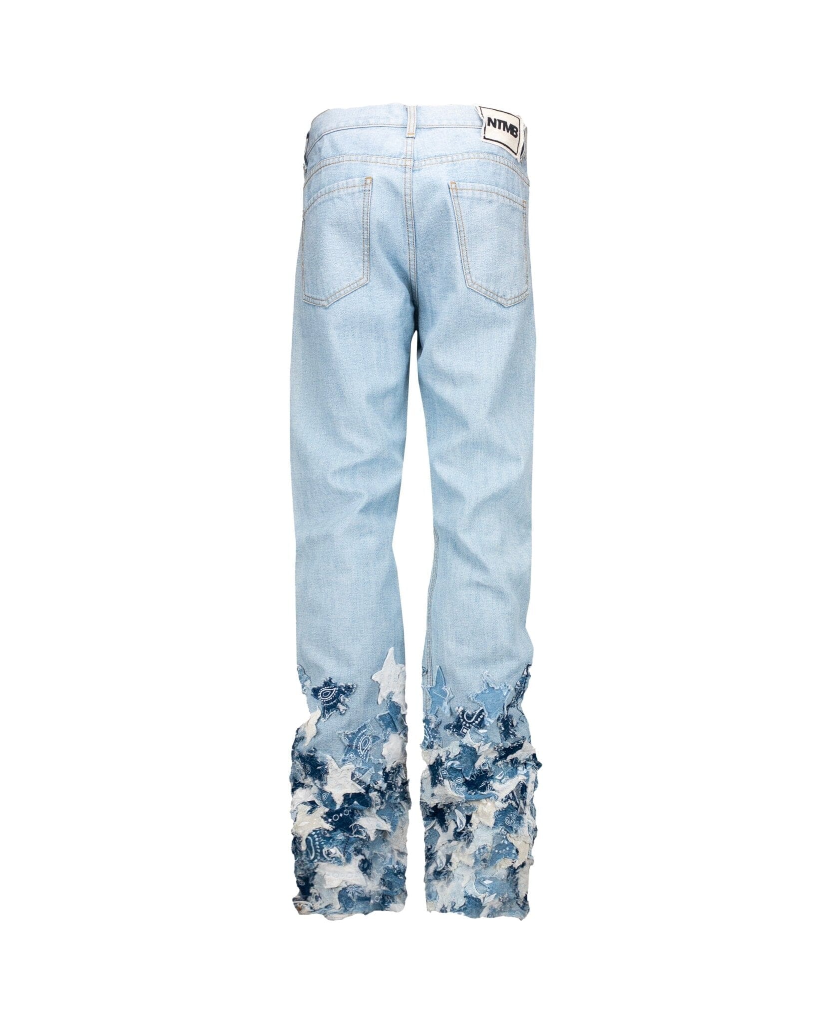 Jeans Straight Baggy Patchwork Stars Blue
