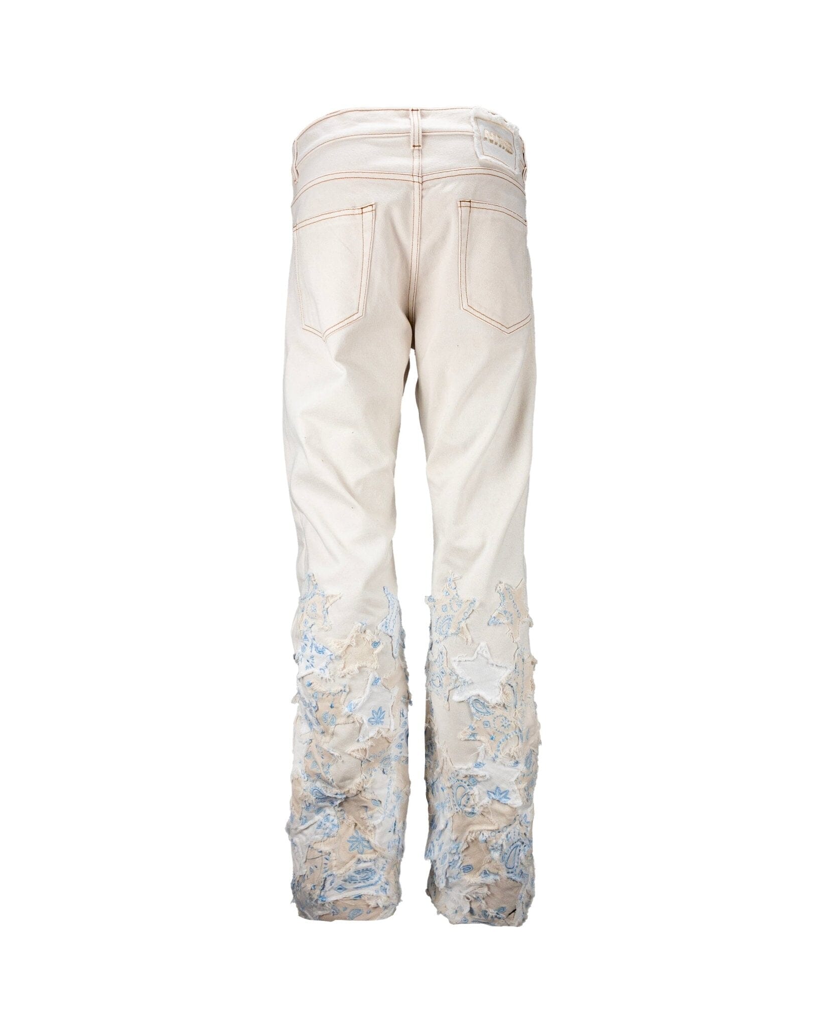 Jeans Straight Baggy Patchwork Stars Cream
