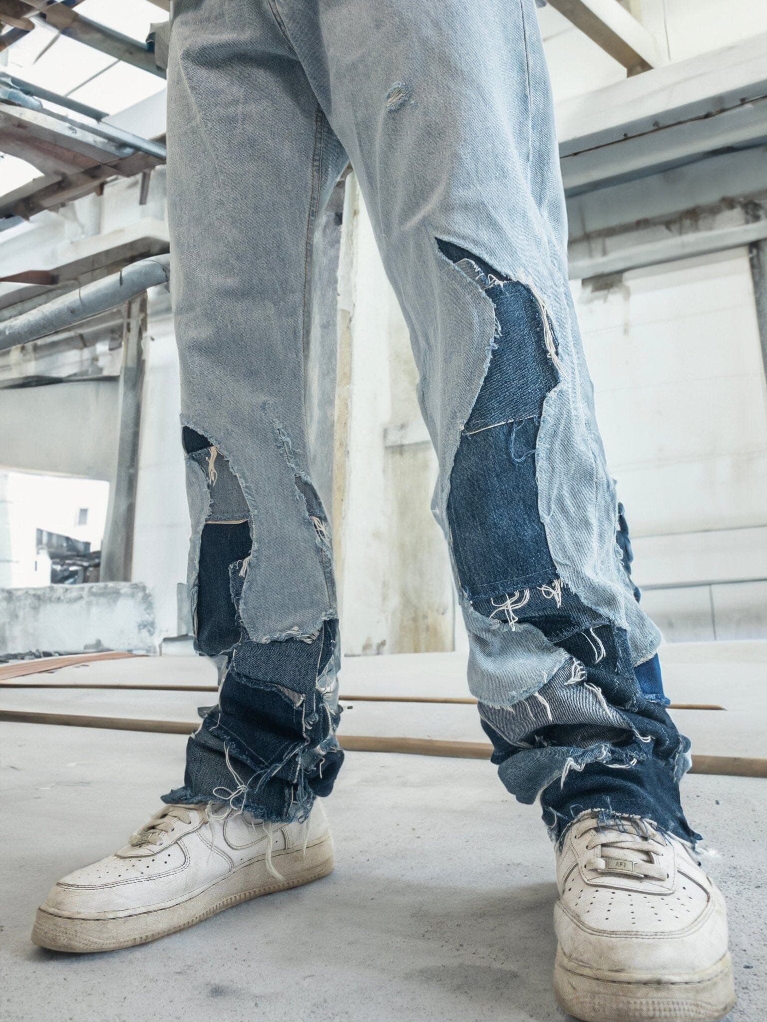 Jeans Straight Flare FIRE patchwork
