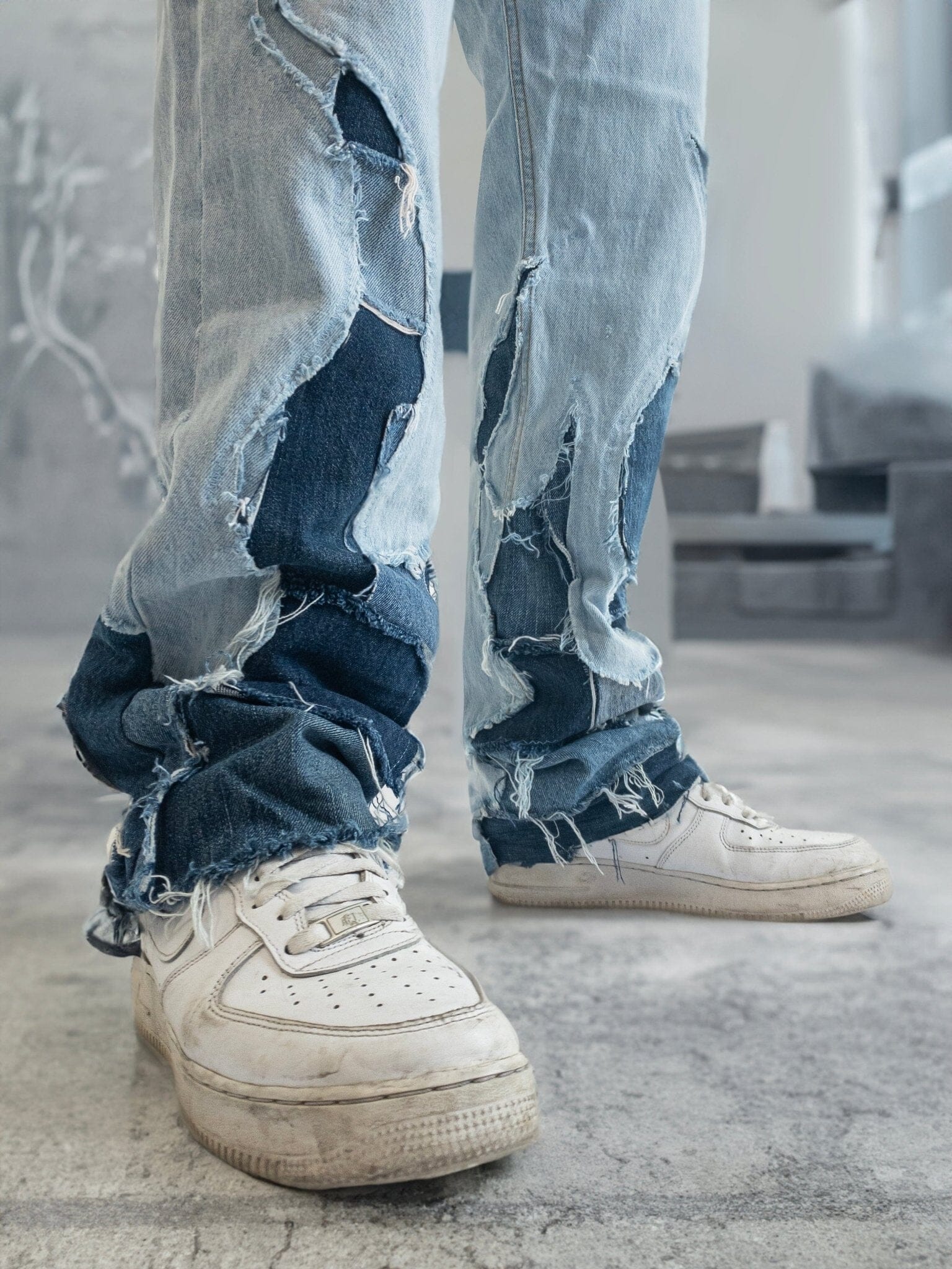 Jeans Straight Flare FIRE patchwork