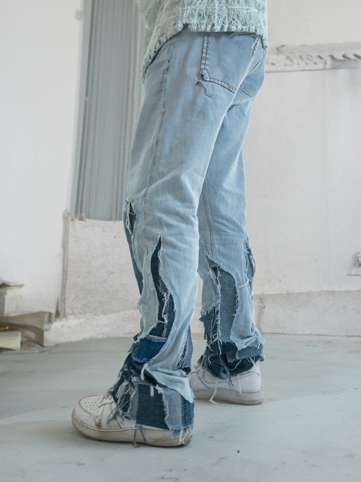 Jeans Straight Flare FIRE patchwork