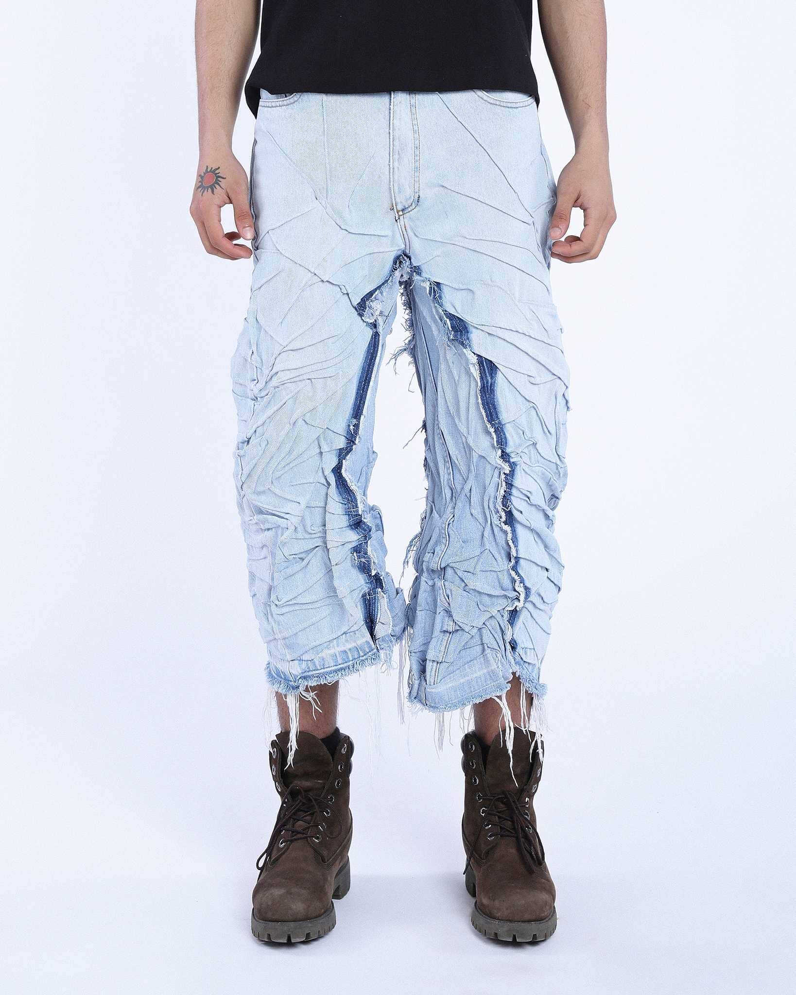 【BAON】[unisex] Non-fade Snap Button Patch Bermuda Denim Pt C-STAR DENIM SHORTS [FADED BLUE] | Parallel