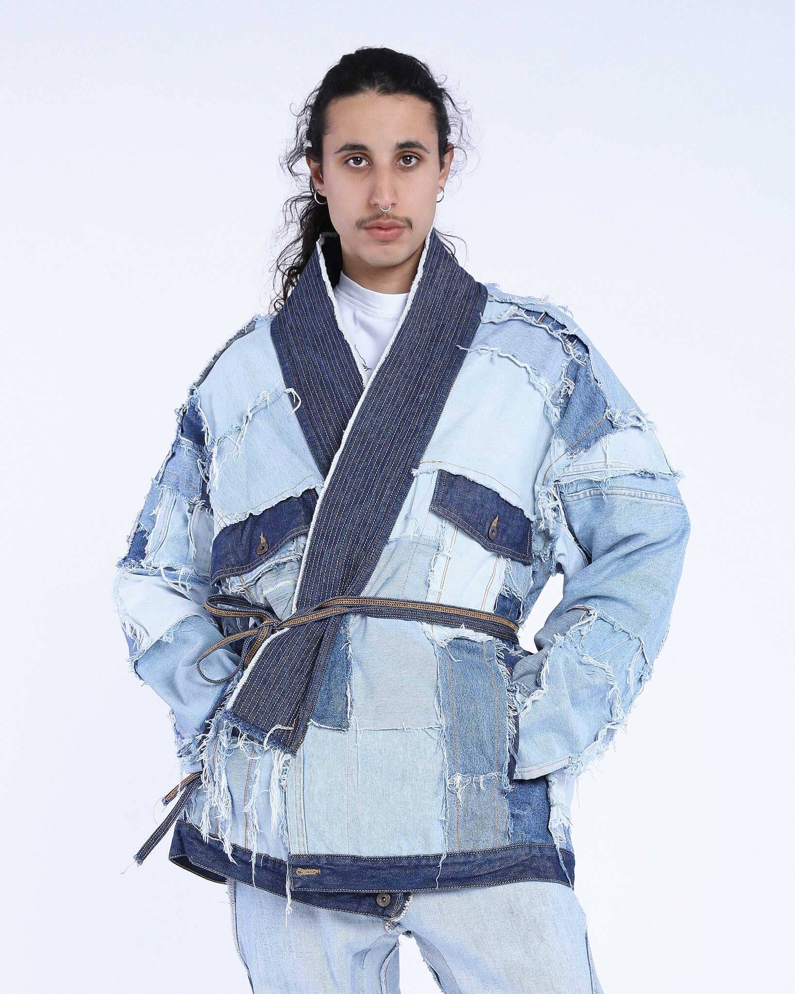 Kimono Patchwork Jeans Blue