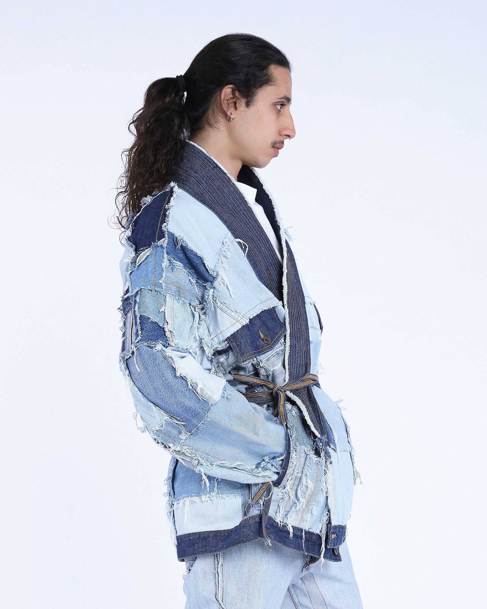 Kimono Patchwork Jeans Blue