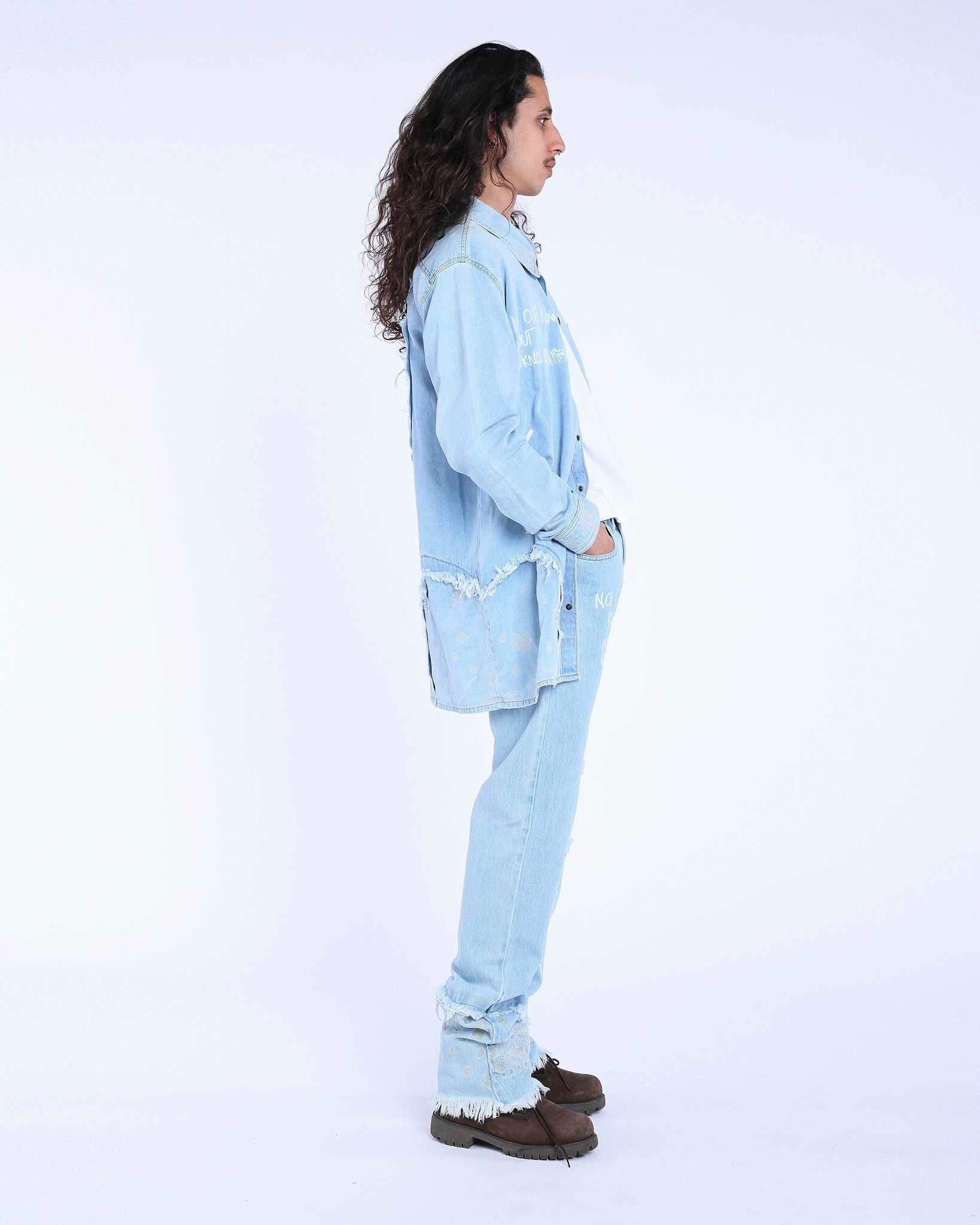 Shirt Over Denim Embroidered Blue