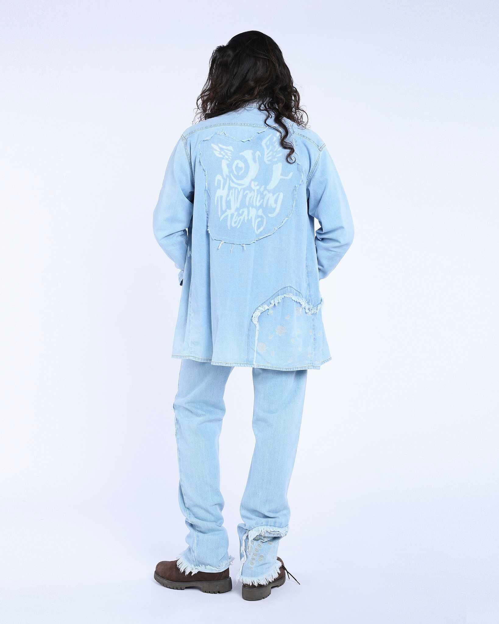 Shirt Over Denim Embroidered Blue