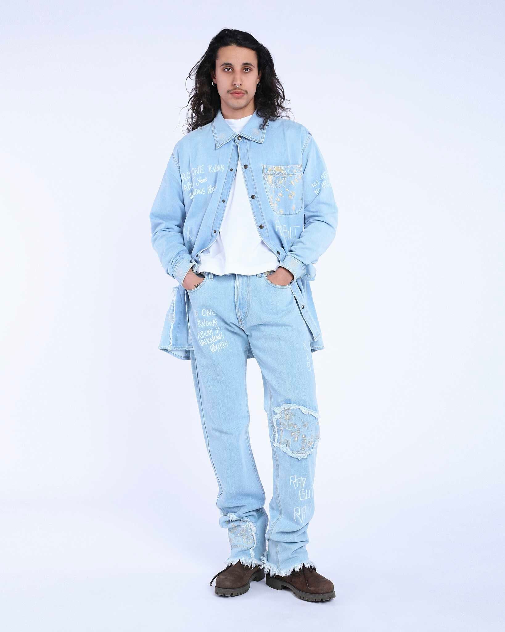 Shirt Over Denim Embroidered Blue