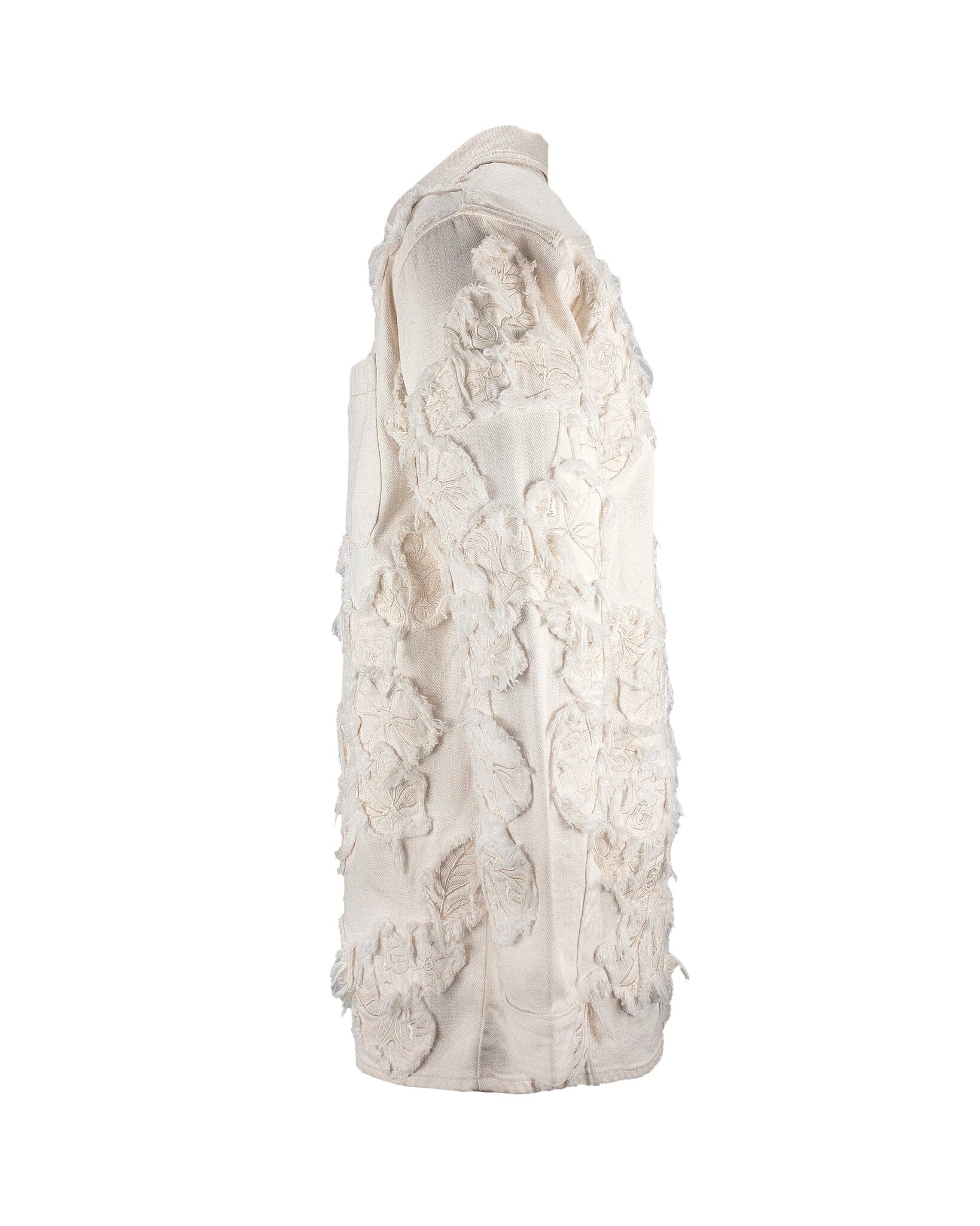 Shirt Over Denim patchwork embroidered flowers Cream