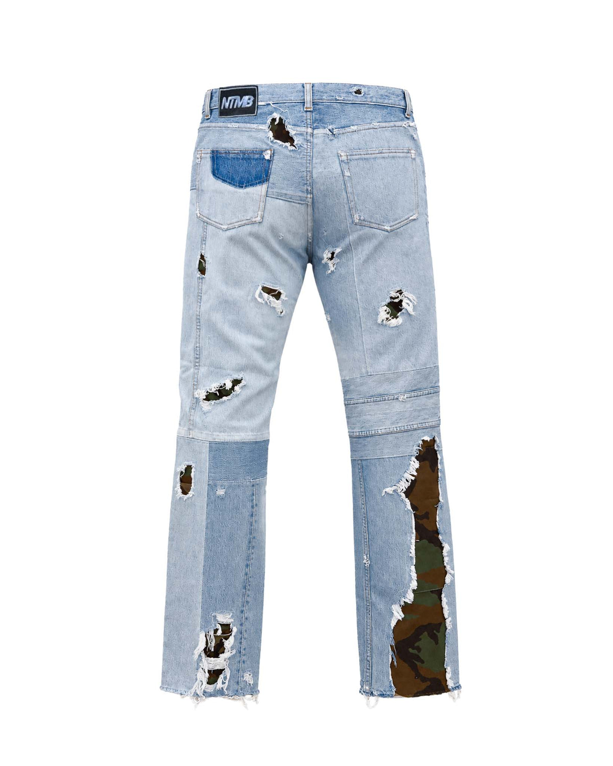 Patchwork Camo Paneled Straight Jeans
