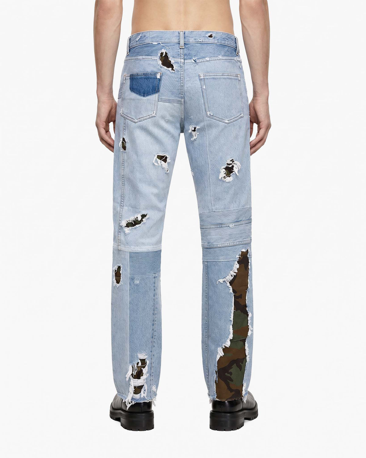 Patchwork Camo Paneled Straight Jeans