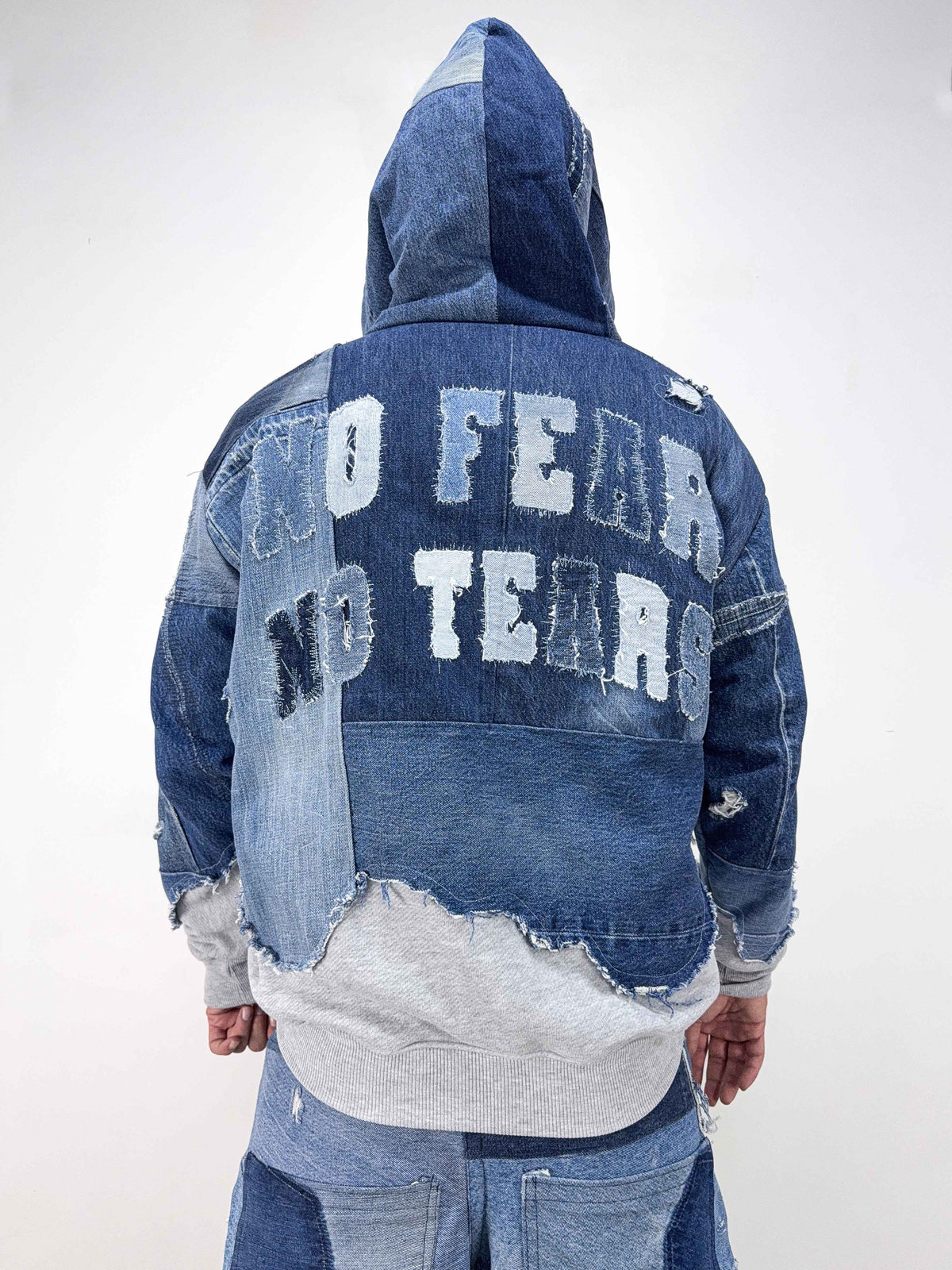 Oversized Denim Zip Hoodie
