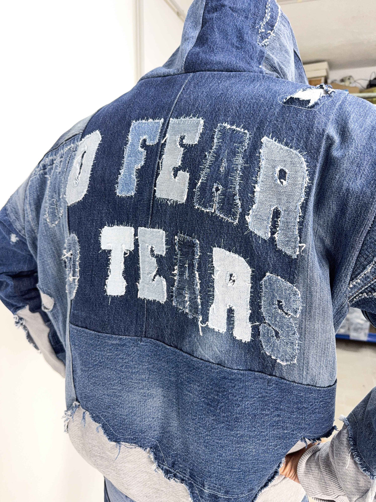 Oversized Denim Zip Hoodie