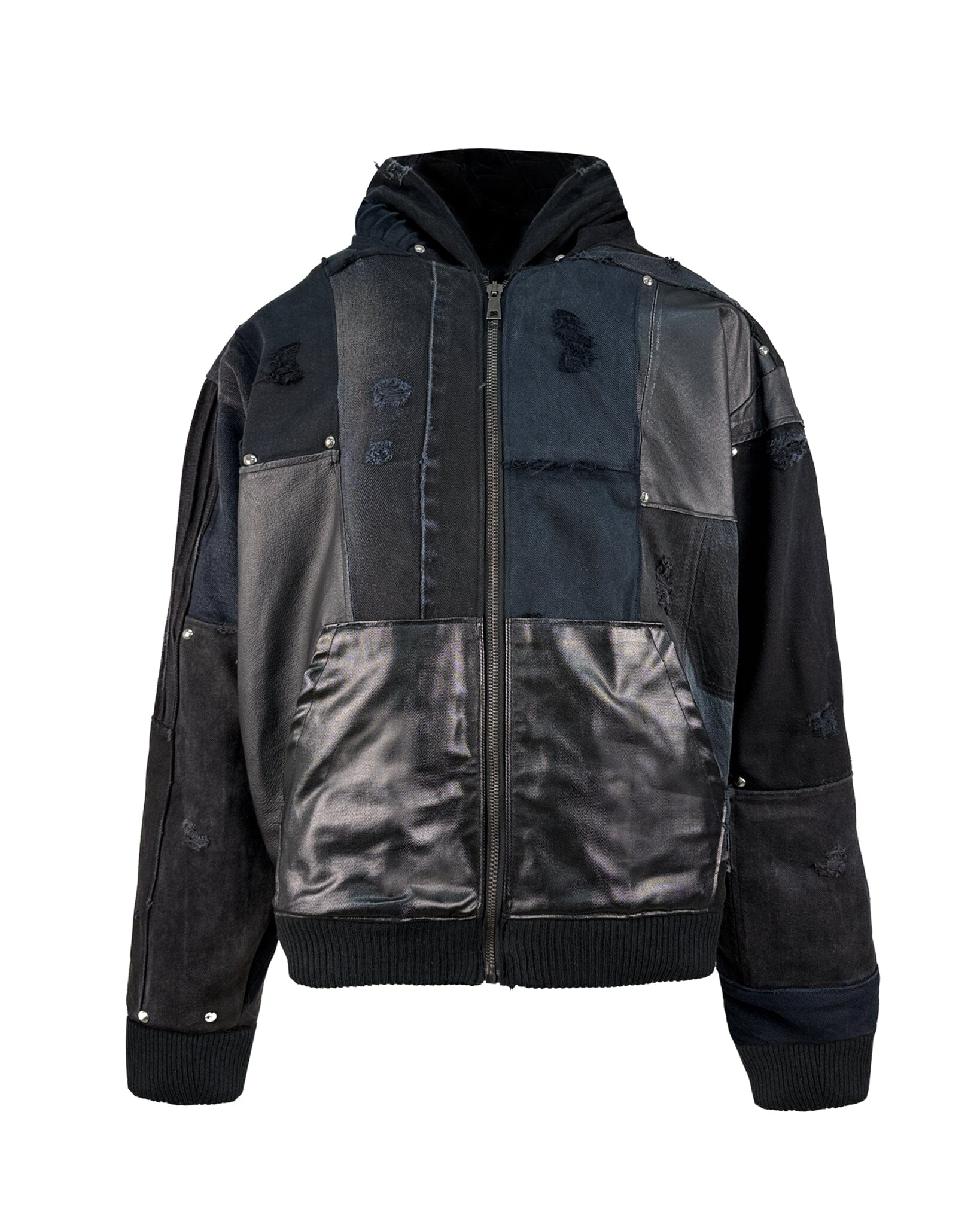 Bomber Patchwork Oversized recycled Leather Denim - NTMB - Nevertoomuchbasic