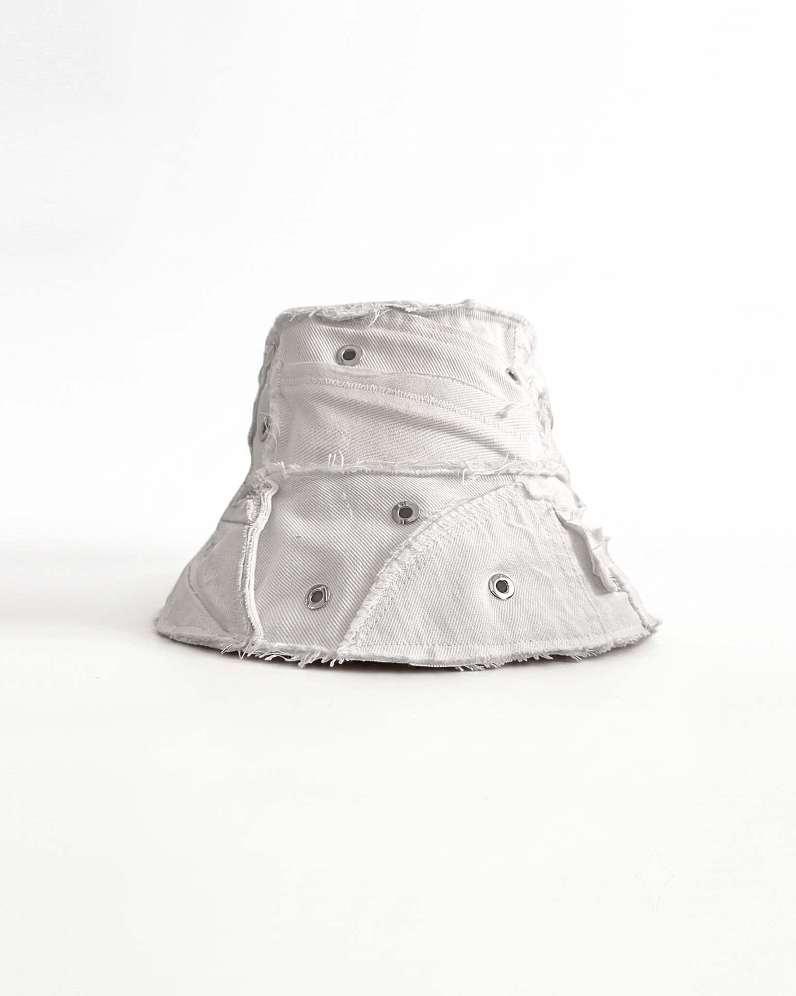 White Upcycled Denim Bucket Hat