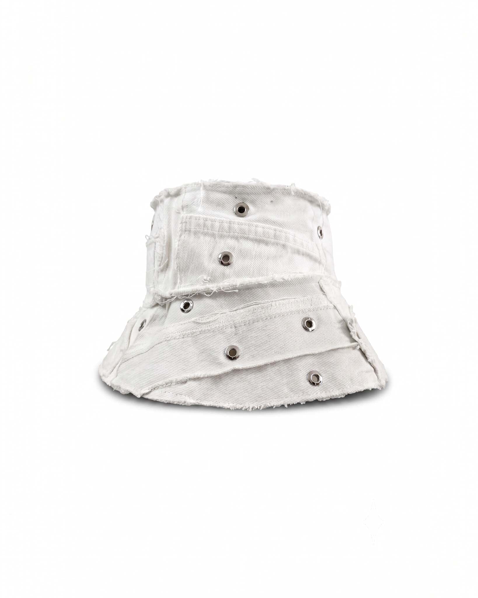 White Upcycled Denim Bucket Hat