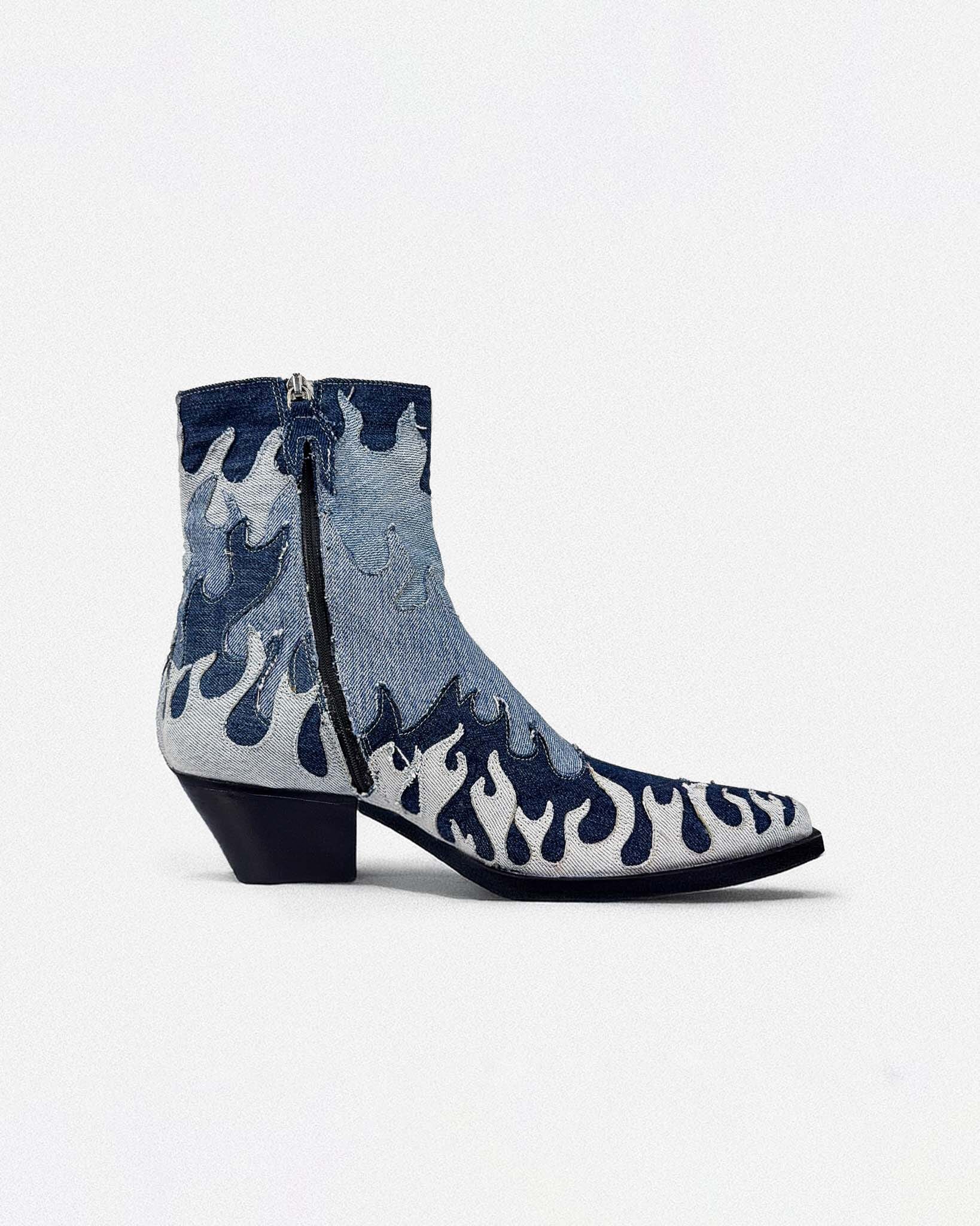 Flames Denim Boots