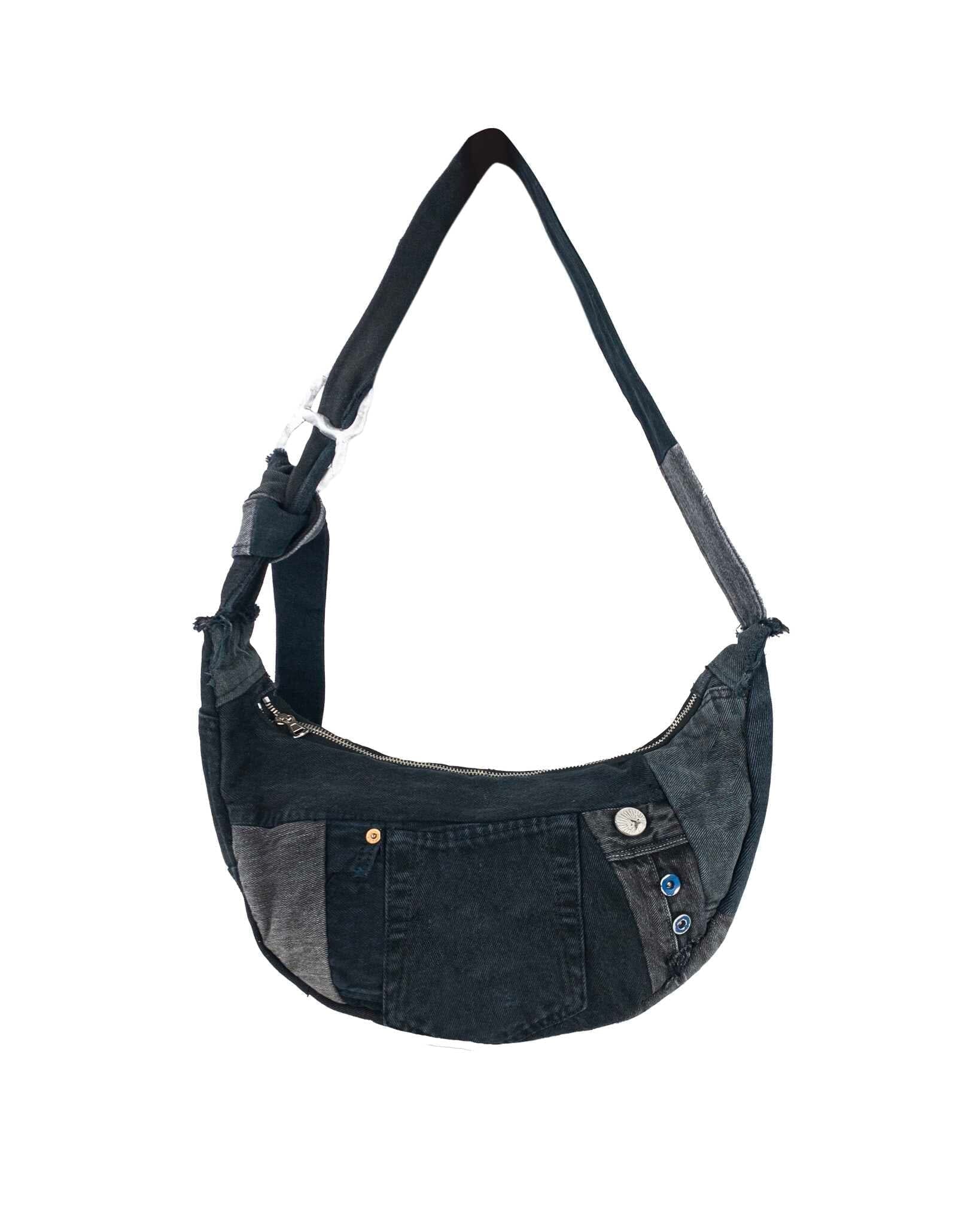 Denim Patchwork Oval Bag