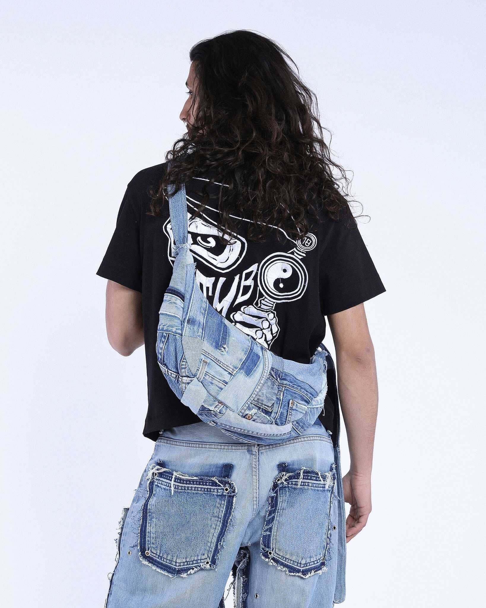 Denim Patchwork Oval Bag