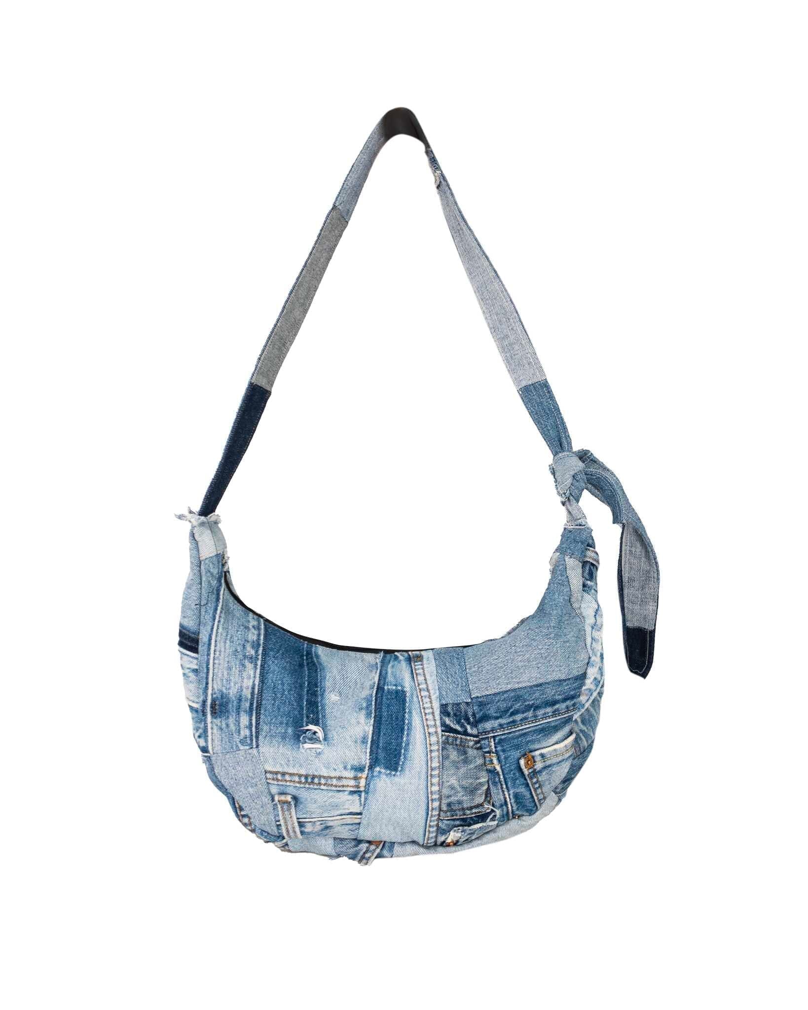 Denim Patchwork Oval Bag