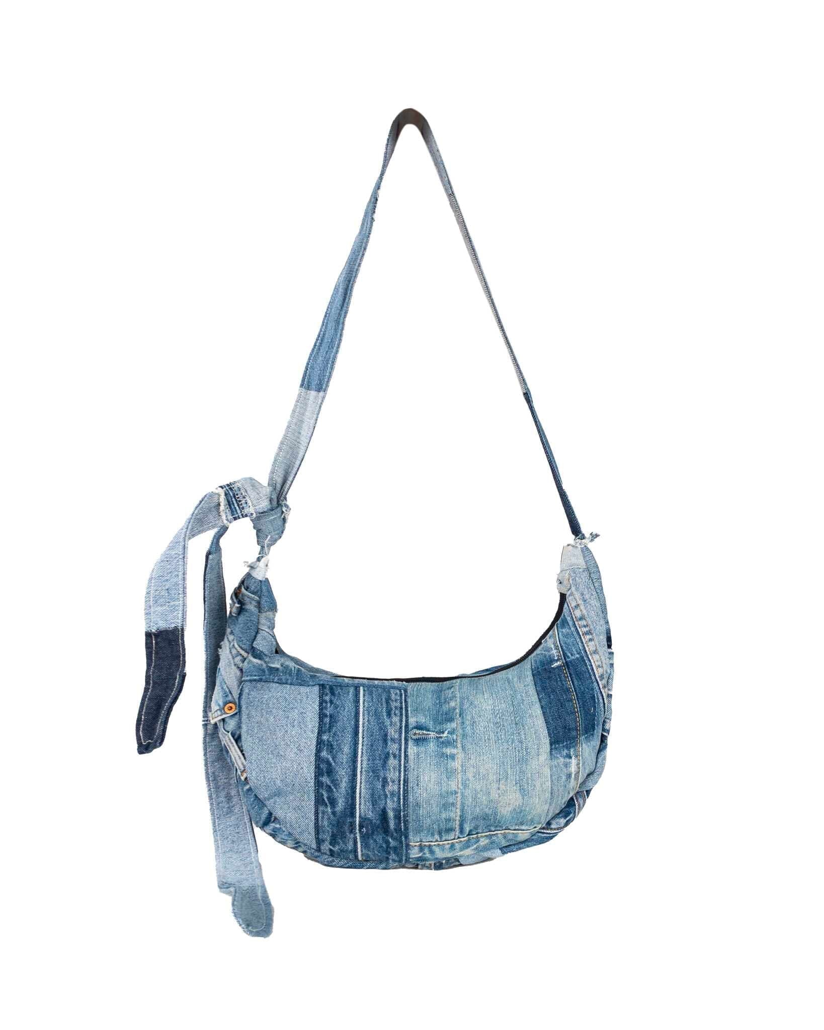 Denim Patchwork Oval Bag