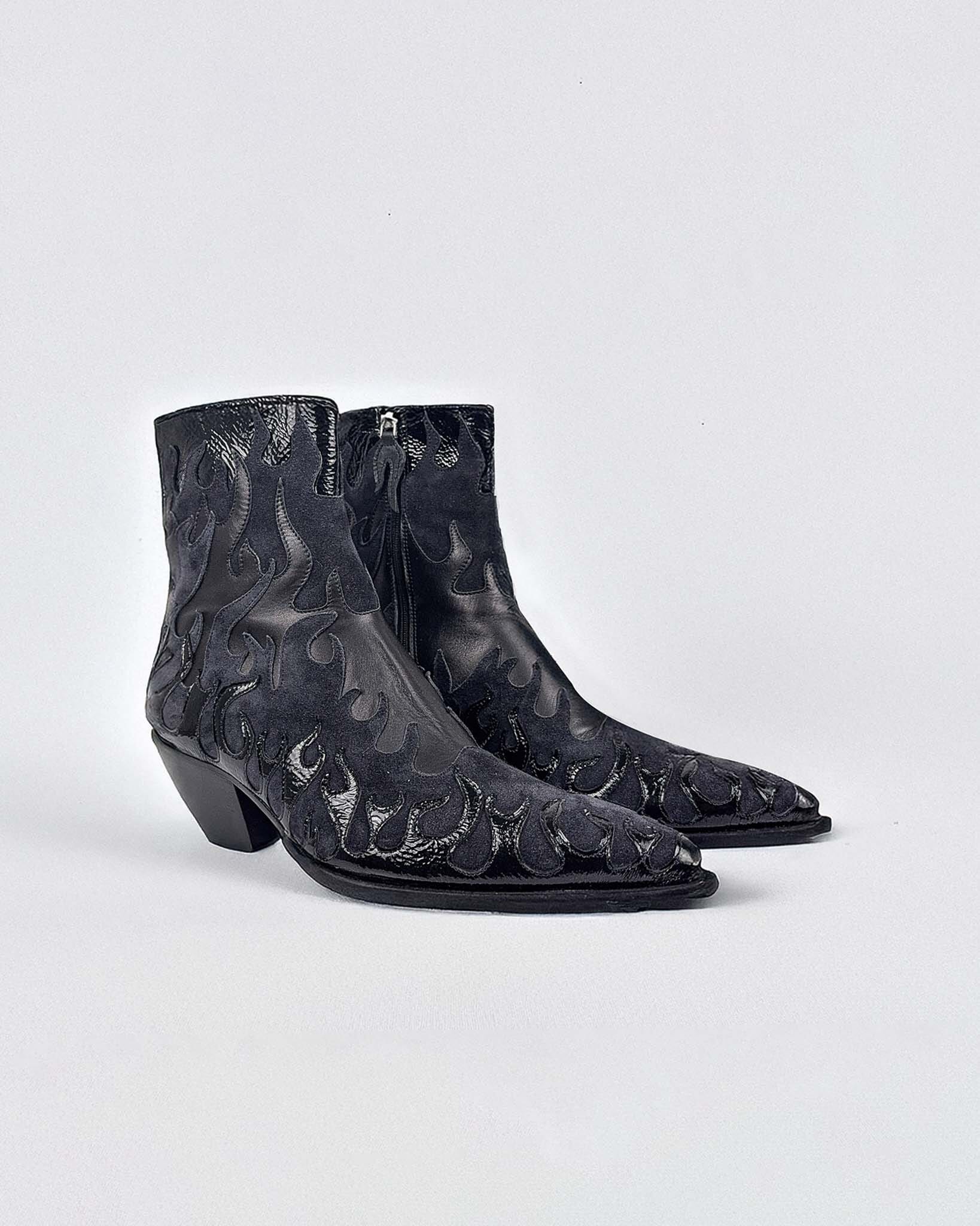 Flames Leather Boots - NTMB - Nevertoomuchbasic