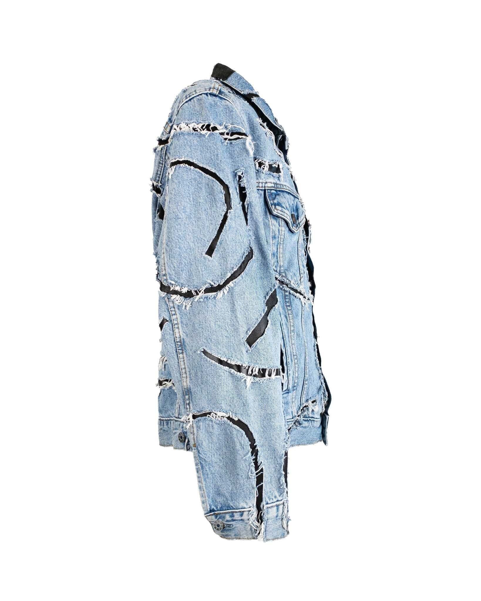 Jacket Denim Stripes Leather