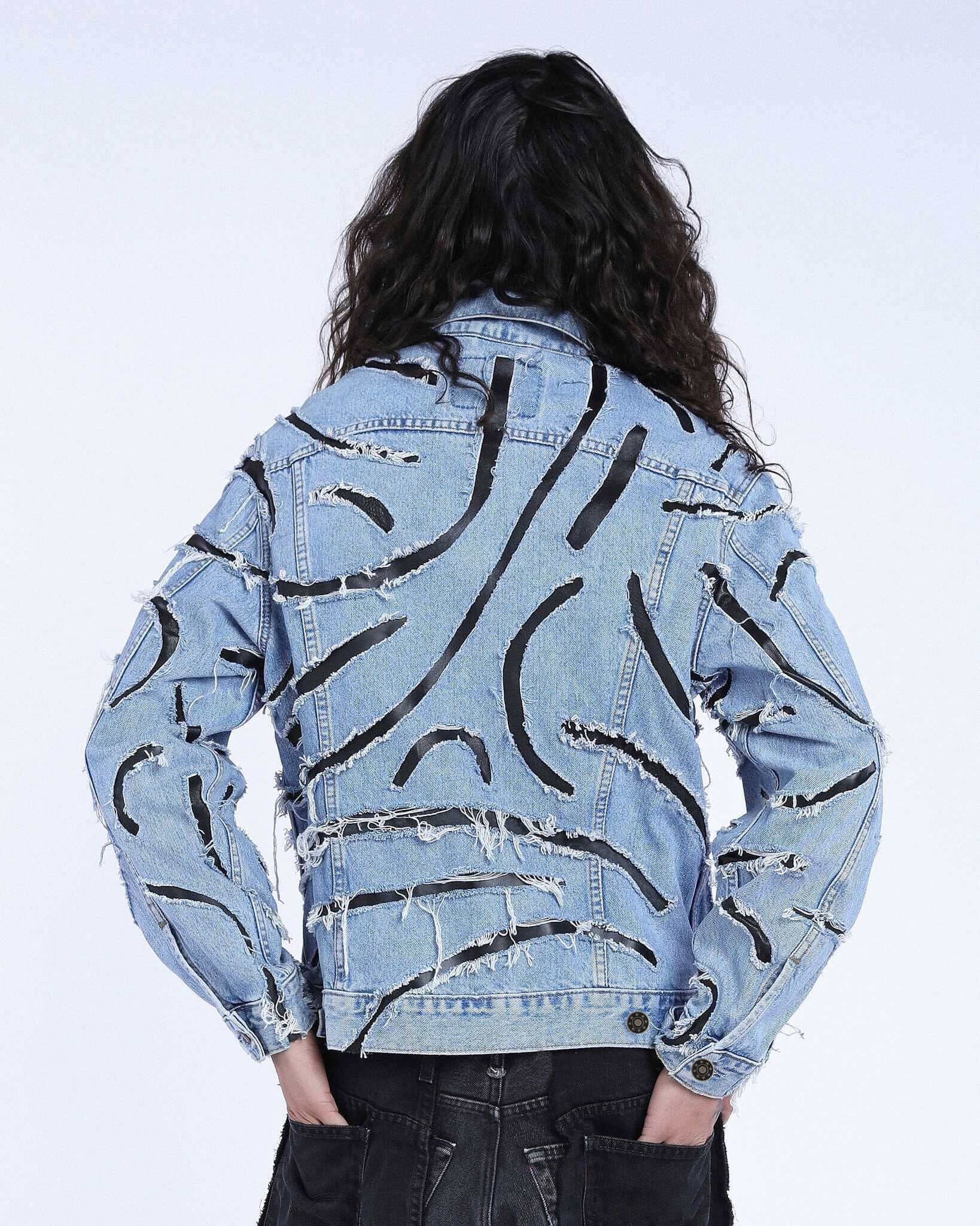 Jacket Denim Stripes Leather