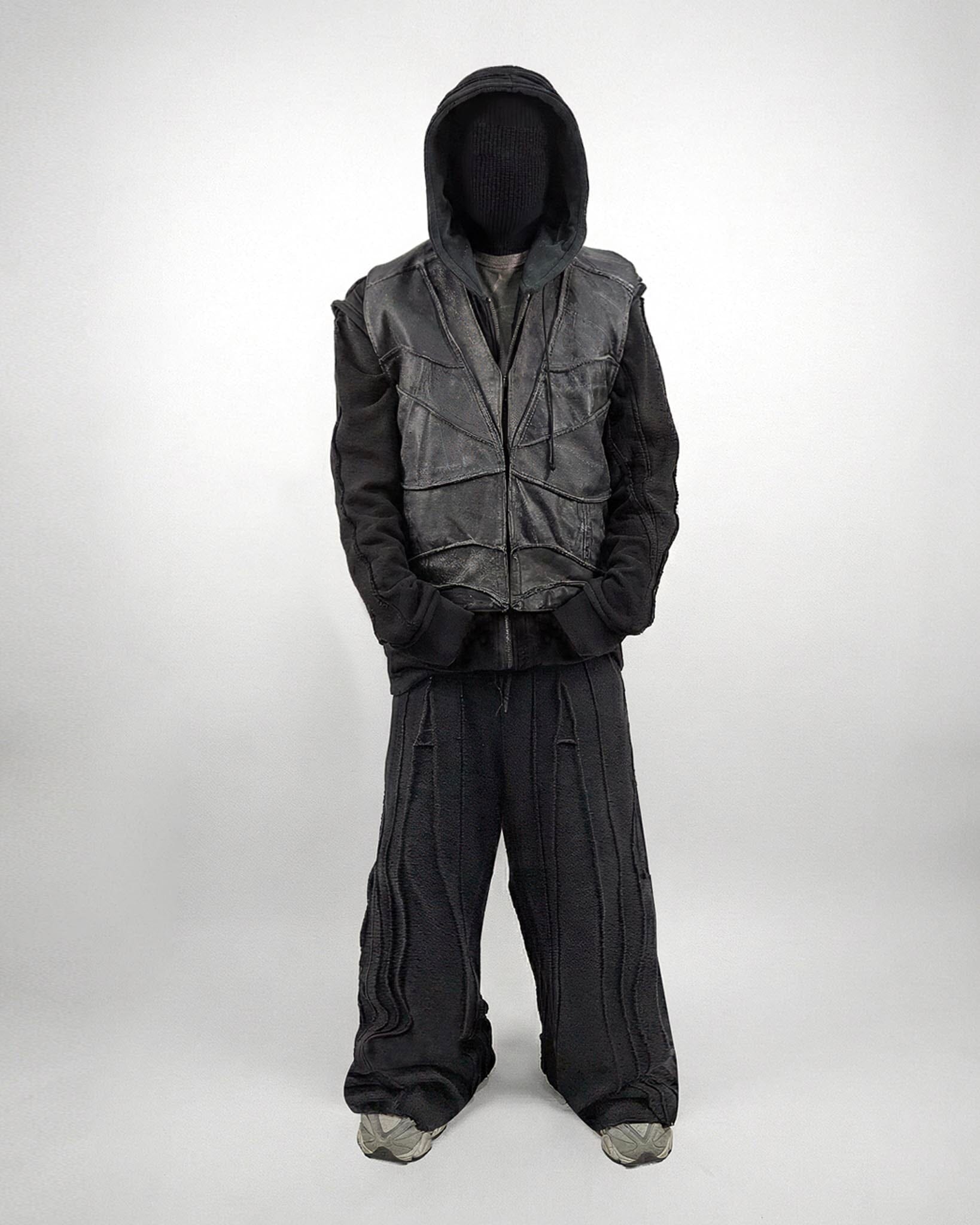 Leather Vest Paneled Upcycled - NTMB - Nevertoomuchbasic