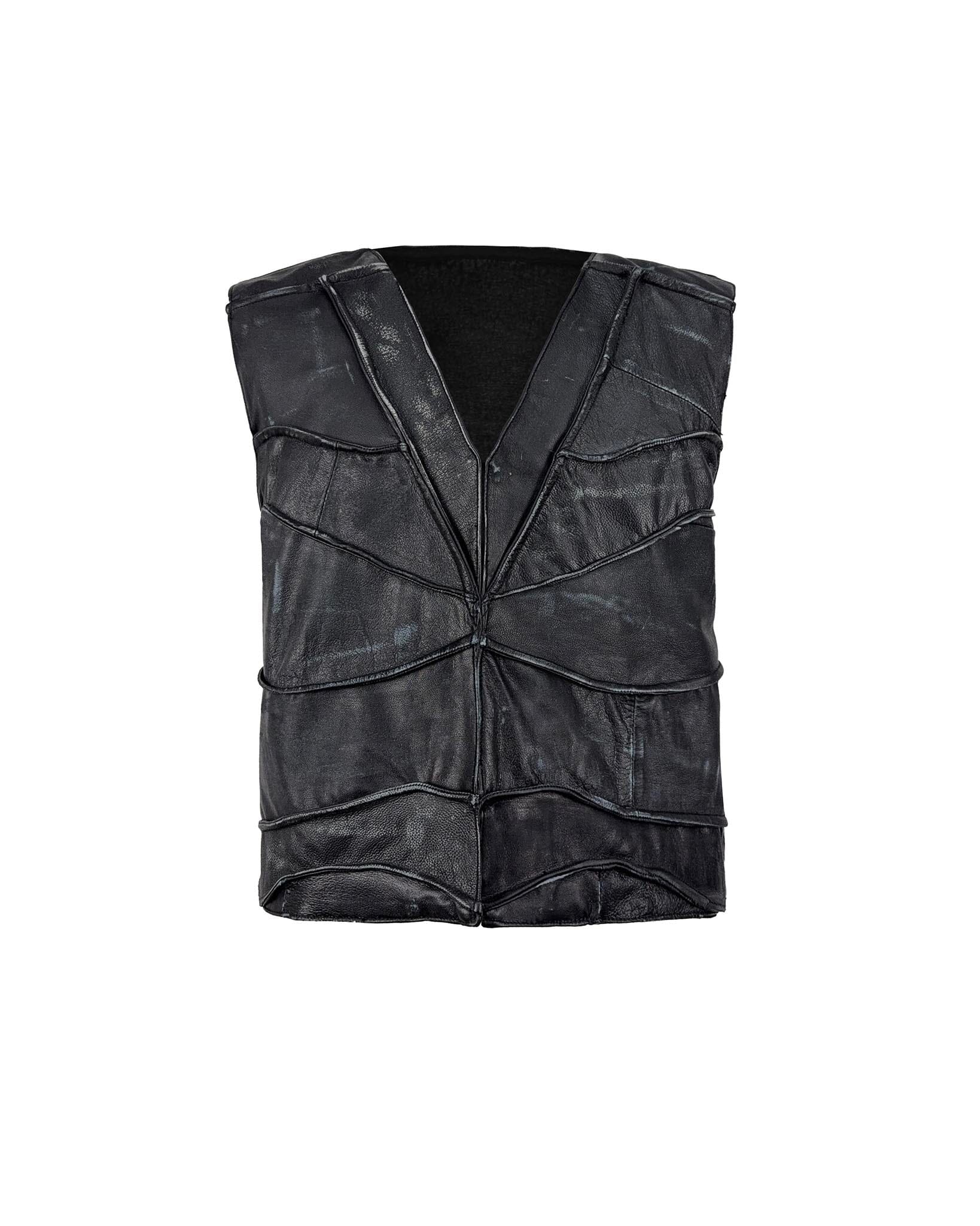 Leather Vest Paneled Upcycled - NTMB - Nevertoomuchbasic