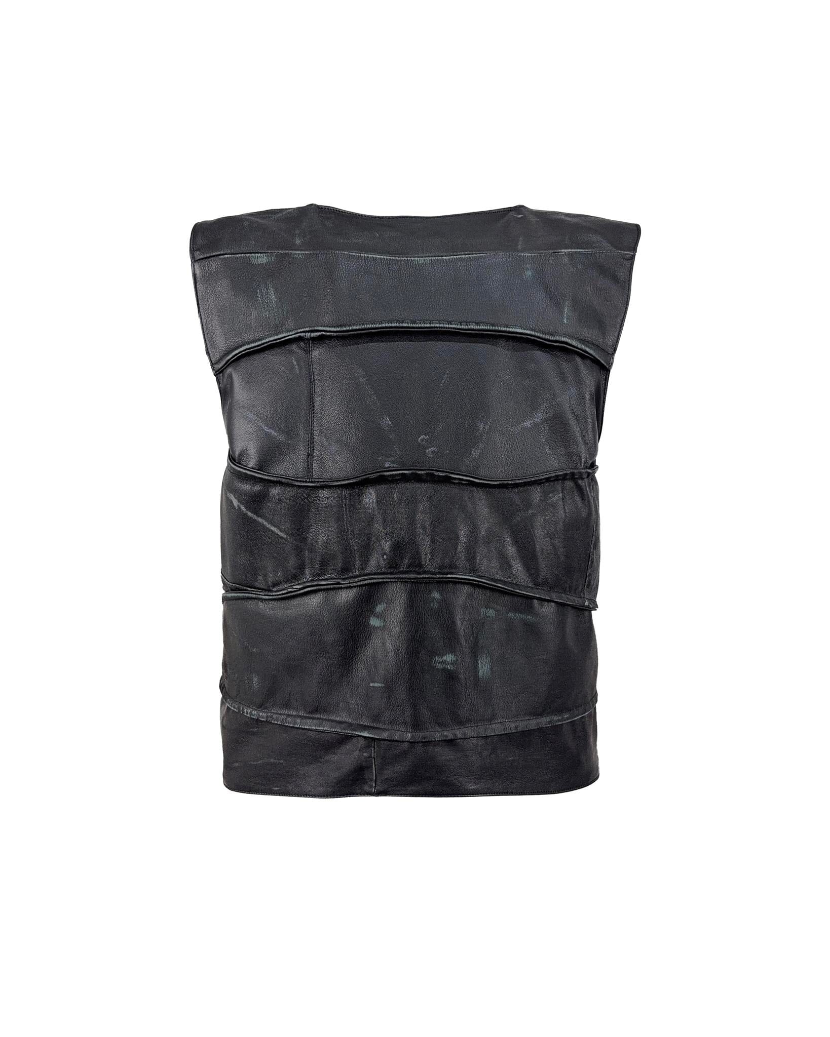 Leather Vest Paneled Upcycled - NTMB - Nevertoomuchbasic