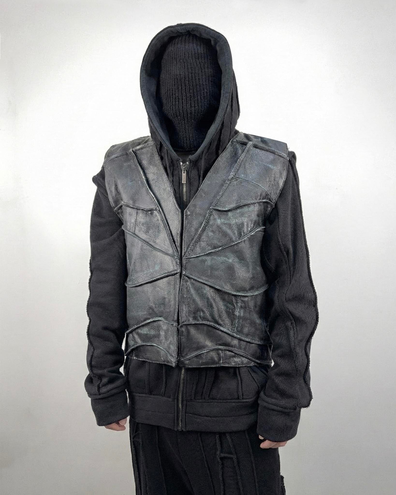 Leather Vest Paneled Upcycled - NTMB - Nevertoomuchbasic