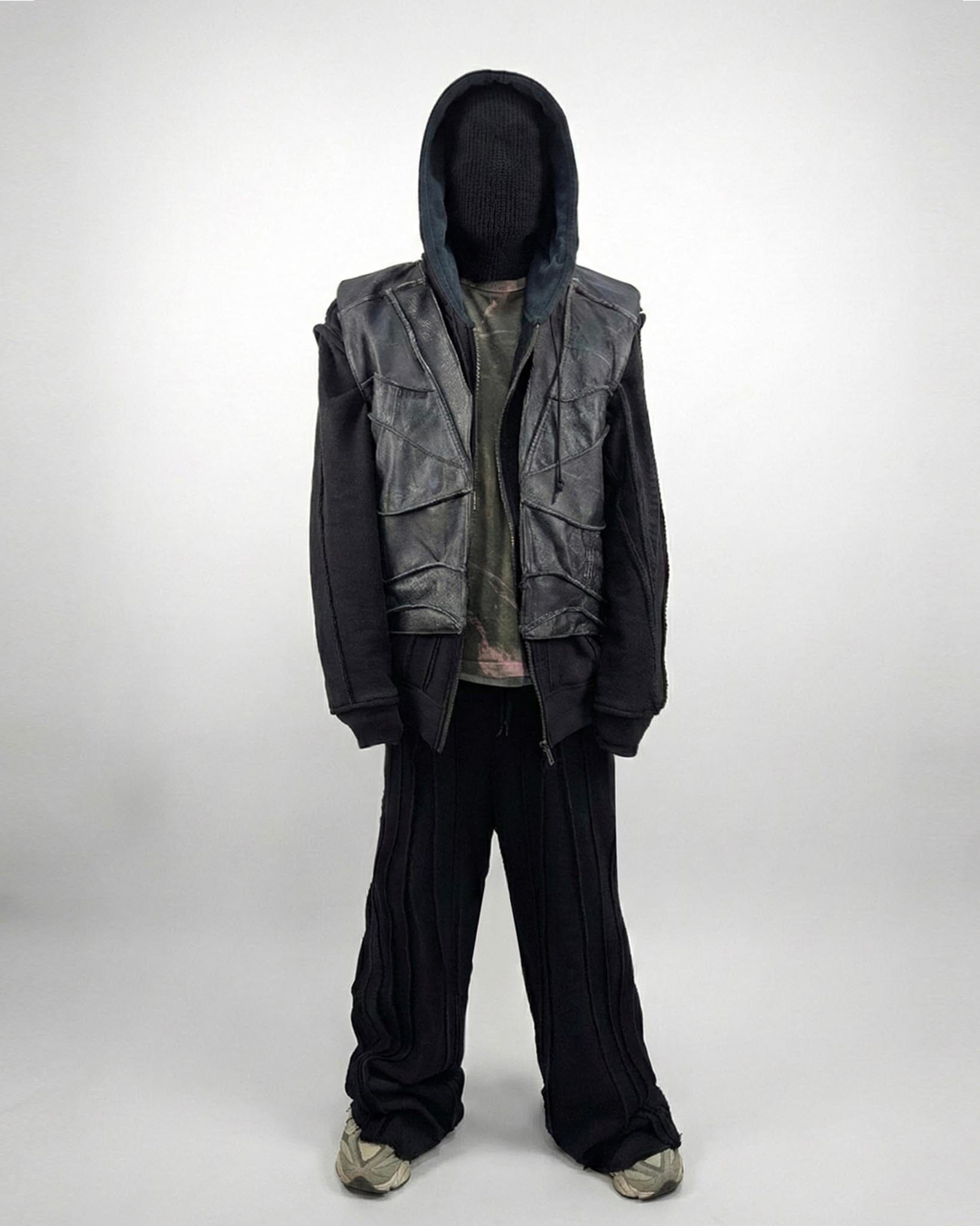 Leather Vest Paneled Upcycled - NTMB - Nevertoomuchbasic