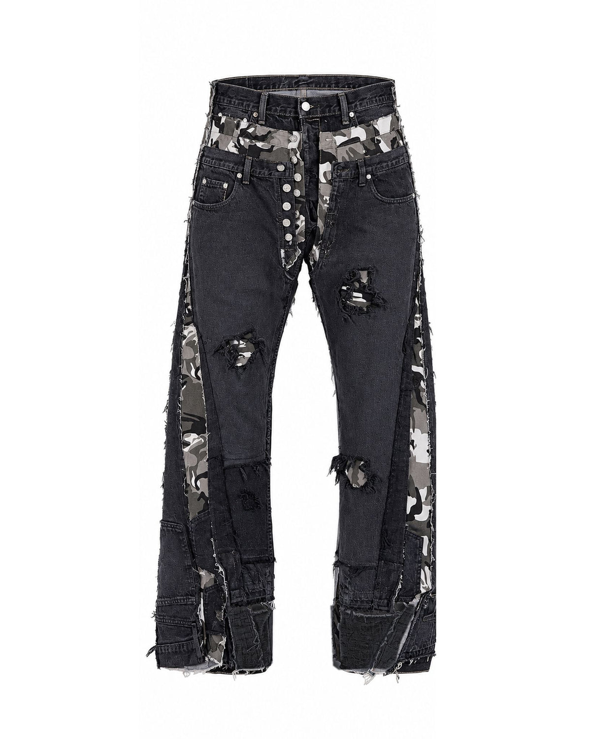 Triple Jeans Black Camouflage – Upcycled Wide-Leg