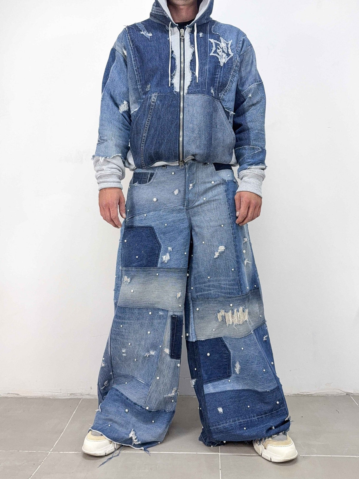 Oversized Denim Zip Hoodie - NTMB - Nevertoomuchbasic