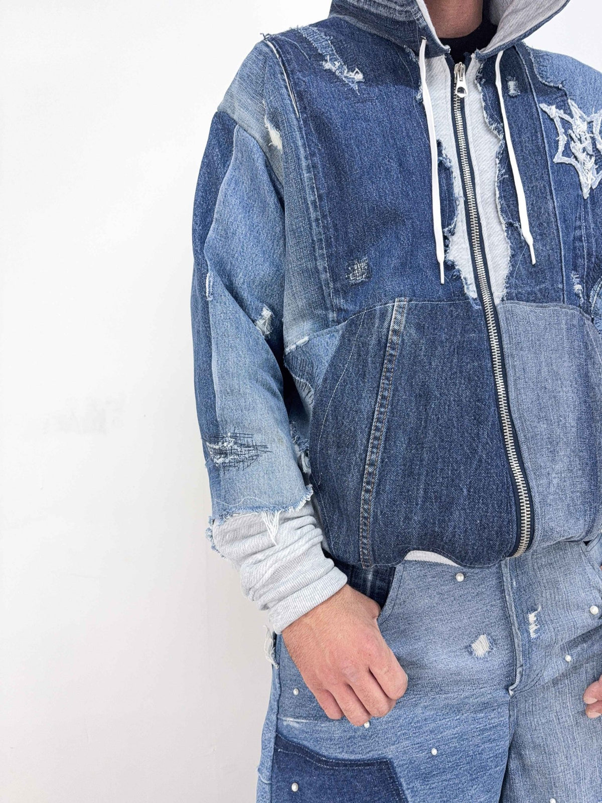 Oversized Denim Zip Hoodie - NTMB - Nevertoomuchbasic